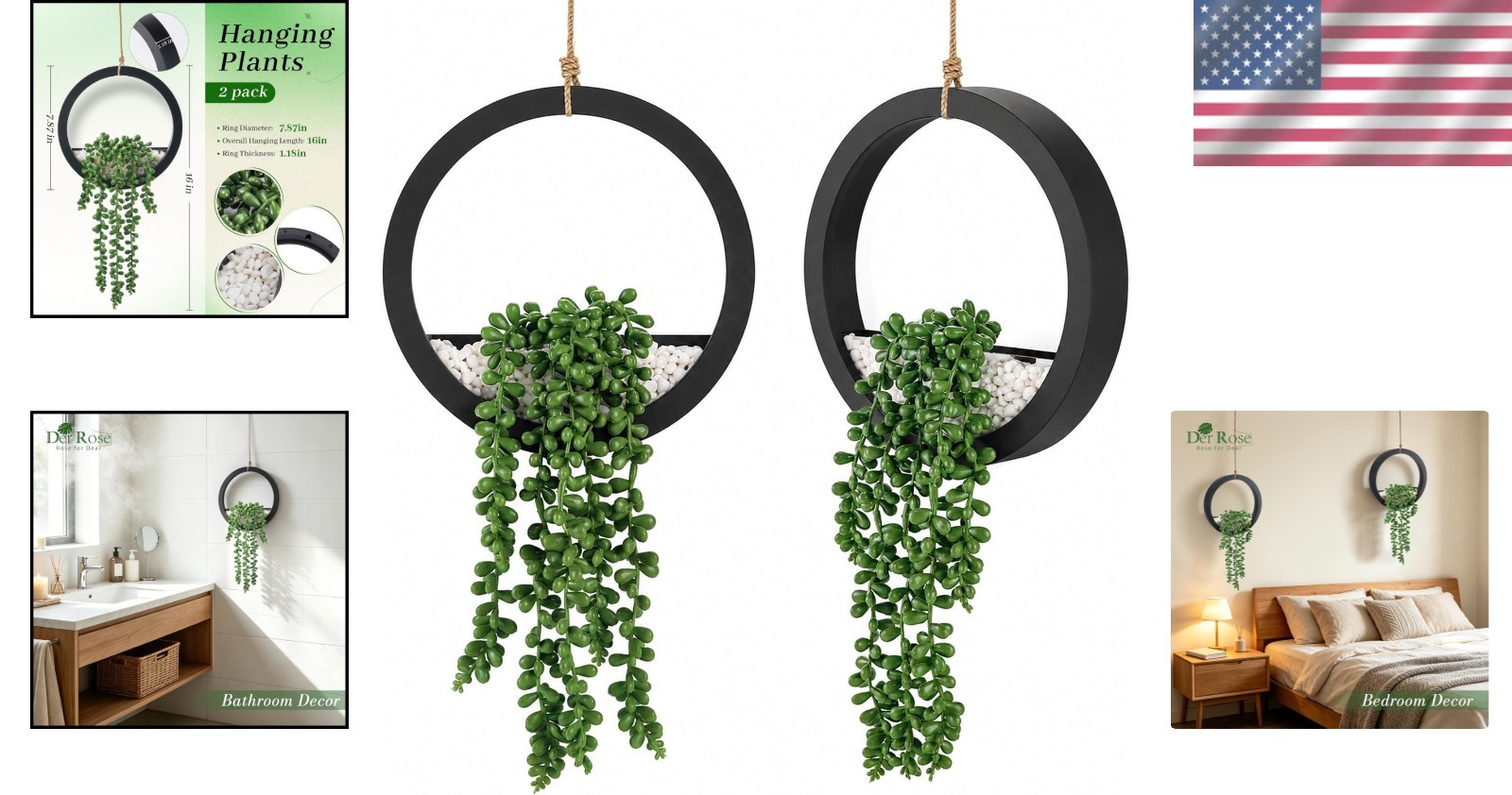 Versatile 2 Pack Hanging Plants – Lightweight & Fade Resistant for All Seasons