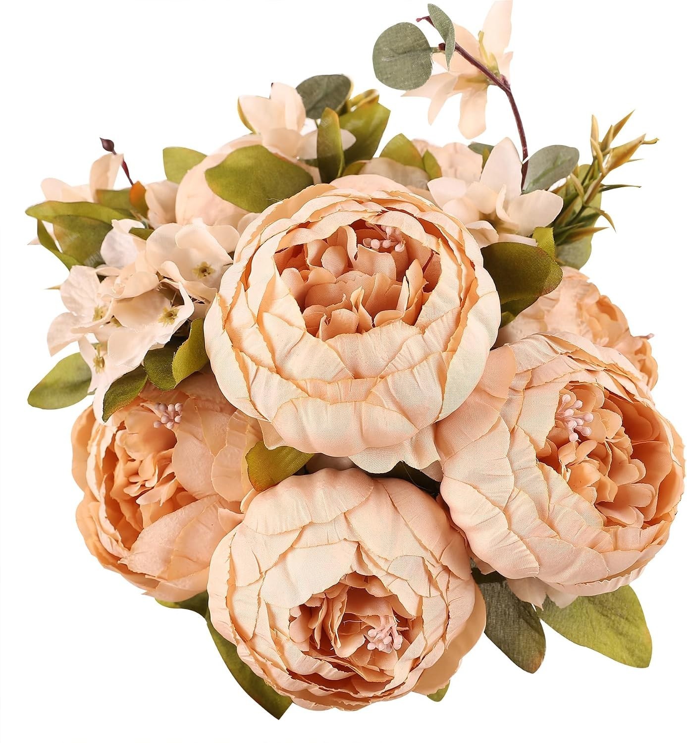 Realistic Faux Silk Peonies in Light Champagne – Perfect for Every Occasion