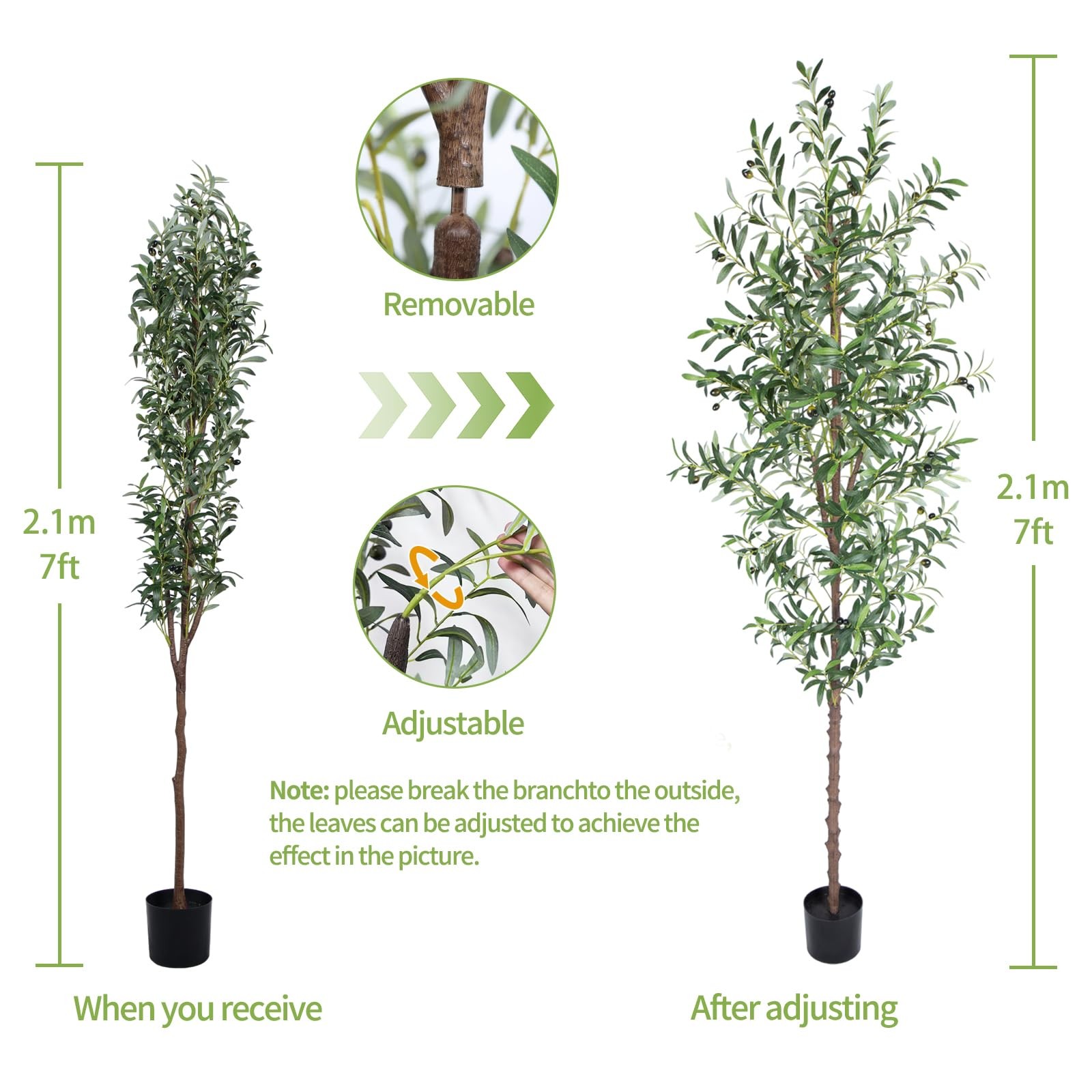 Artificial Olive Tree, 7FT Tall Faux Olive Trees 84in Outdoor Fake Potted Sil…