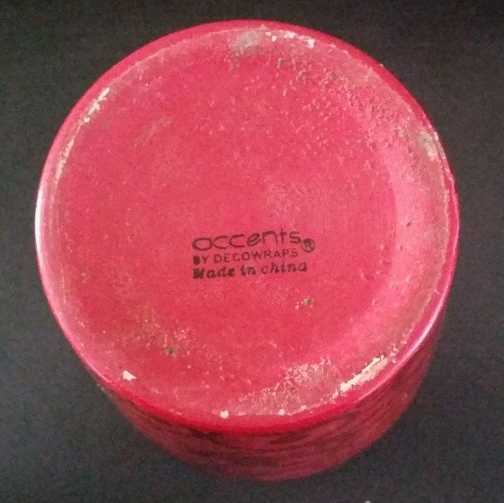 Red Ceramic Pot With Burgundy Design – by Accents by Decowarps (Preowned)