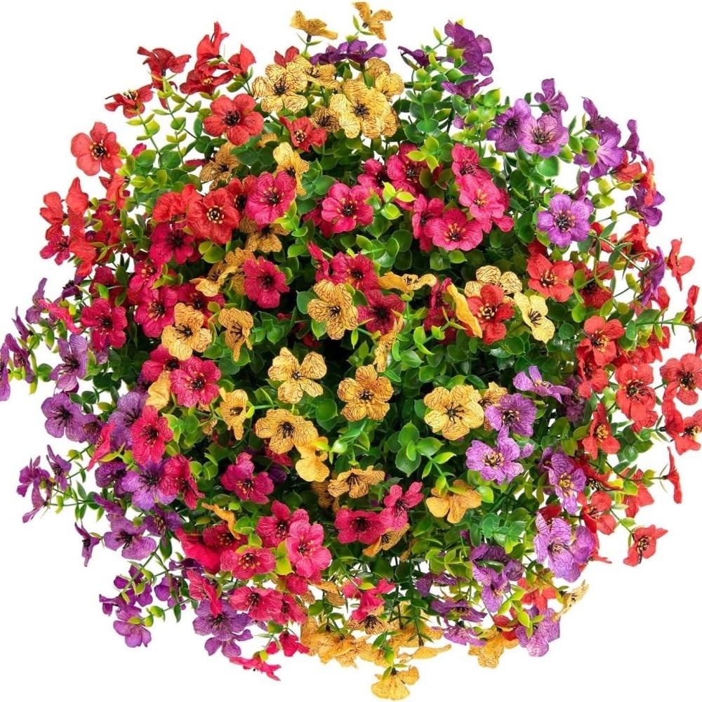 Artificial Flowers Hanging Basket for Outdoor Decoration UV Resistant Silk Fl…