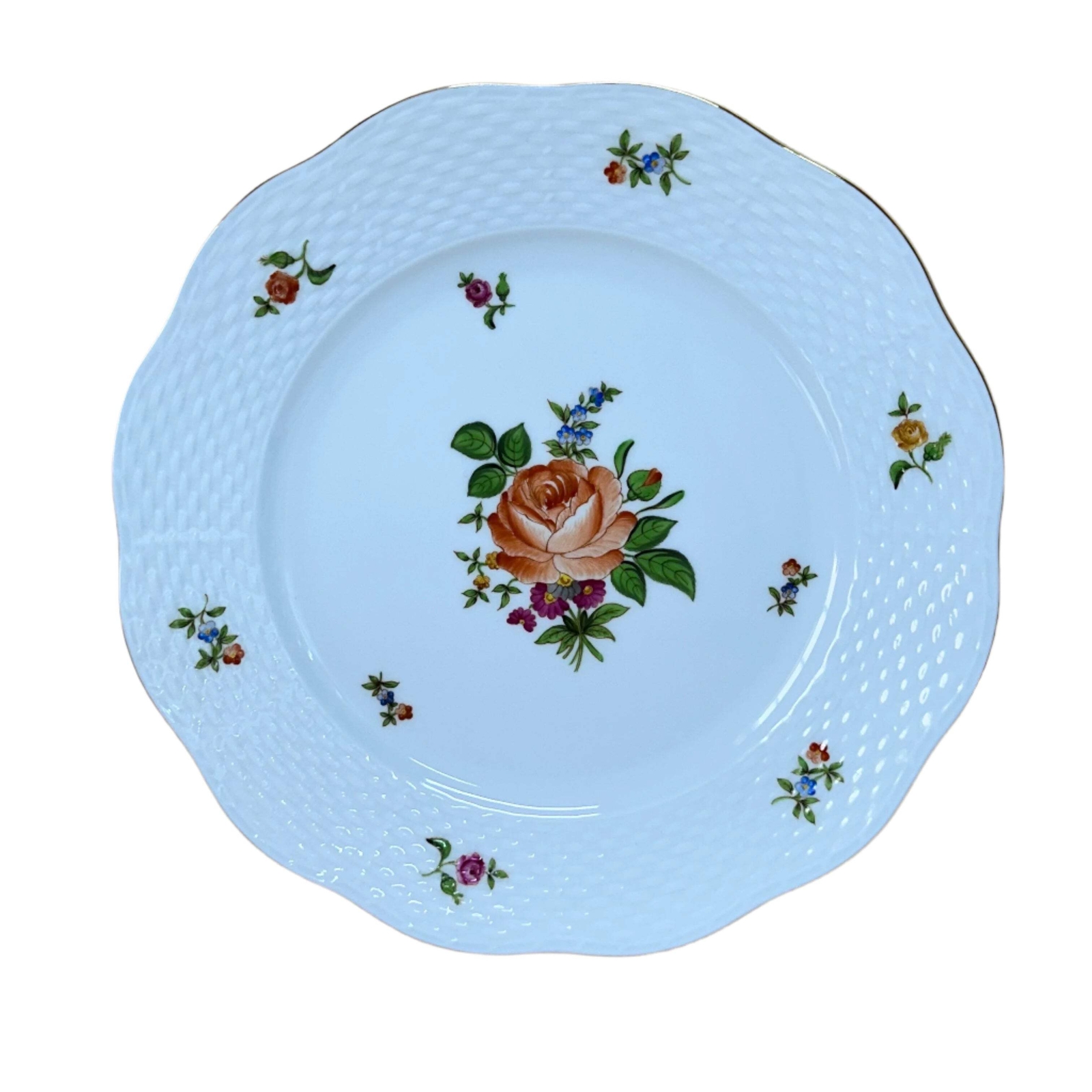 6 pc Herend Small Bunch of Roses Porcelain Dinner Place Setting