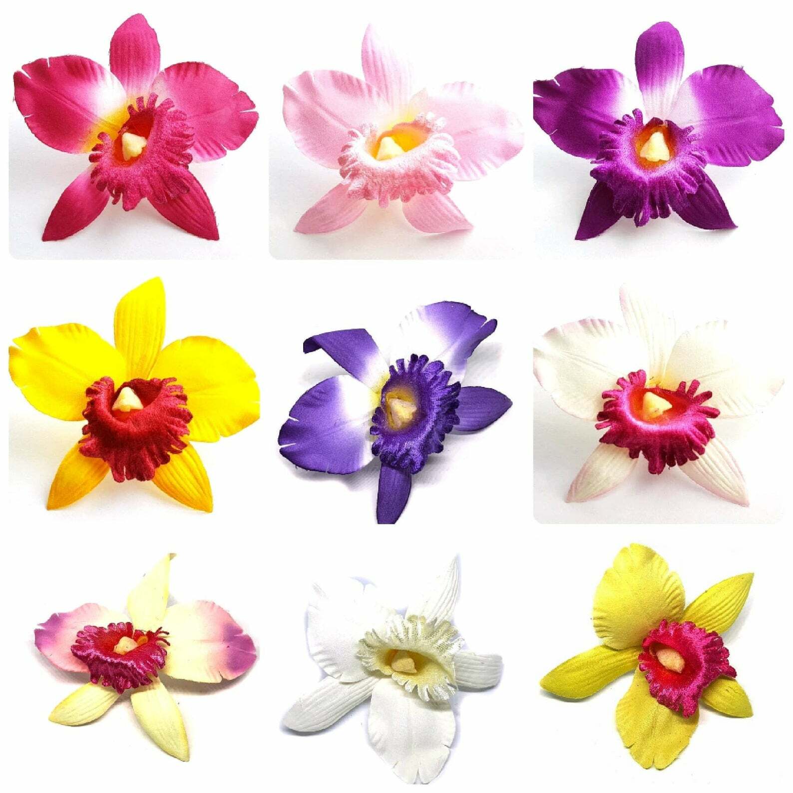 10pcs assorted orchid flower artificial flower head mix colors assorted size