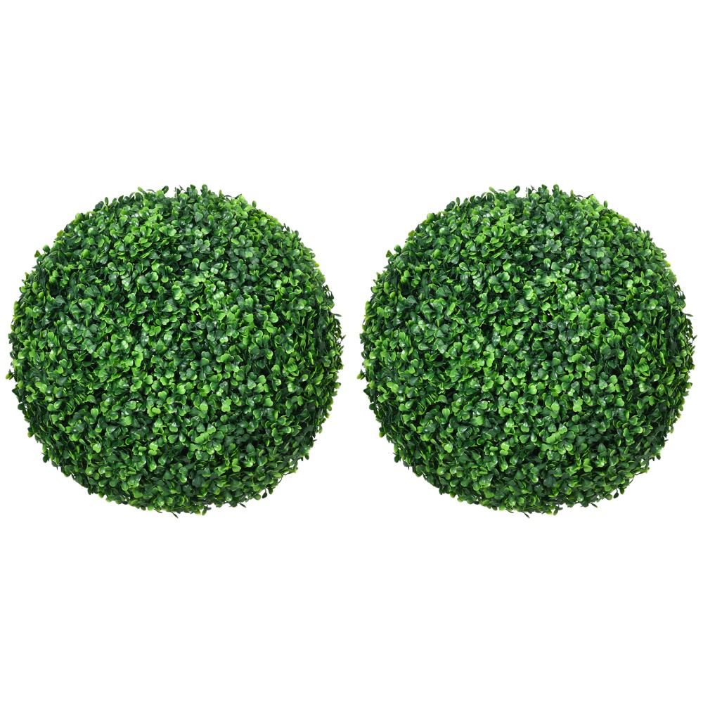 2Pcs 15.75″ Faux Boxwood Ball Trees Indoor Outdoor Living Room Office Decor