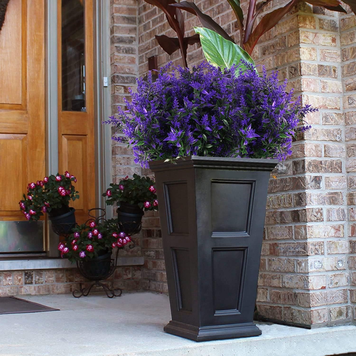 Artificial Greenery Lavender Fake Shrubs Flowers 8 Bundles UV Resistant Hanging