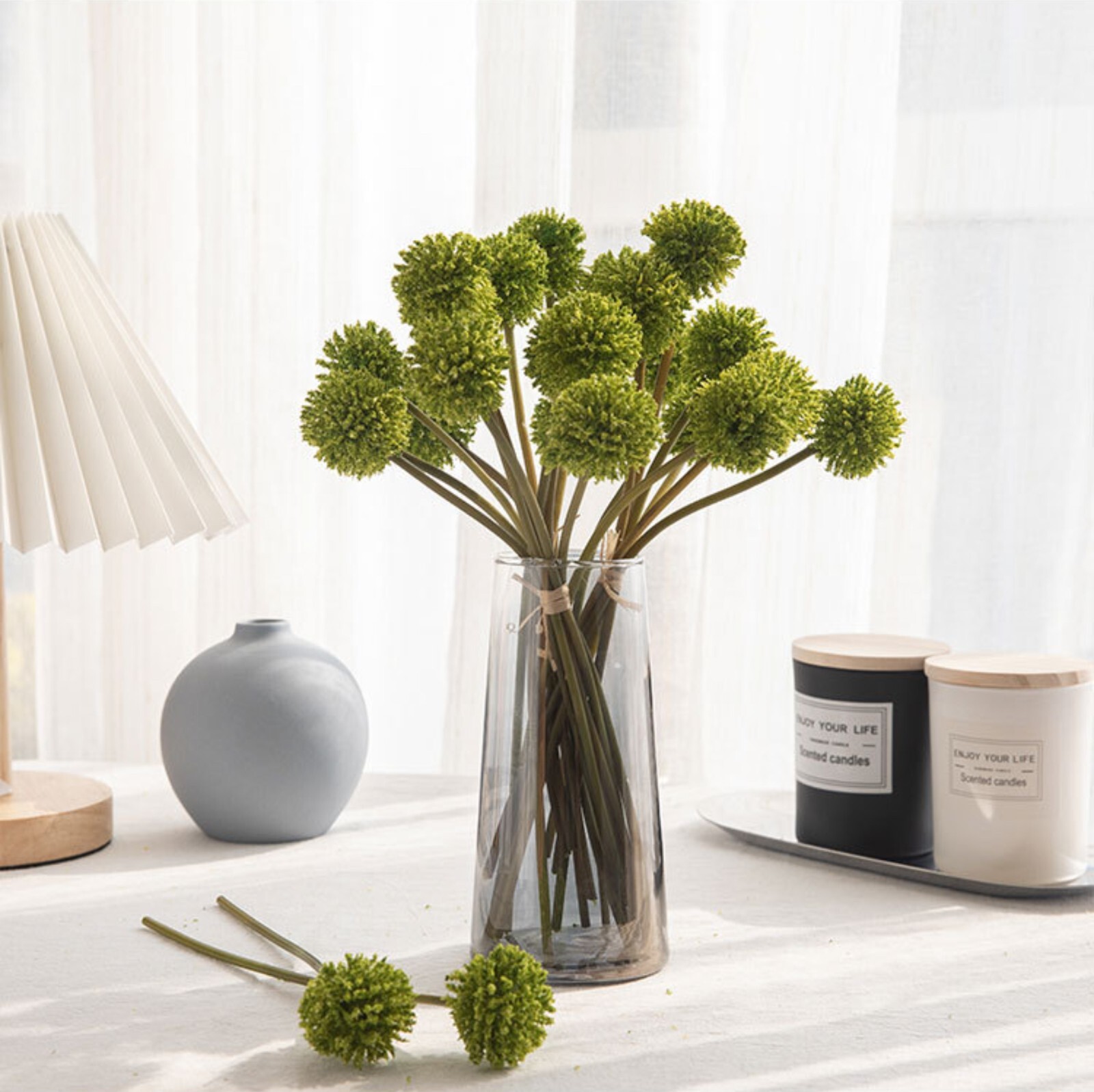 6 Stunning Artificial Golden Wattle Ball Flower Stems