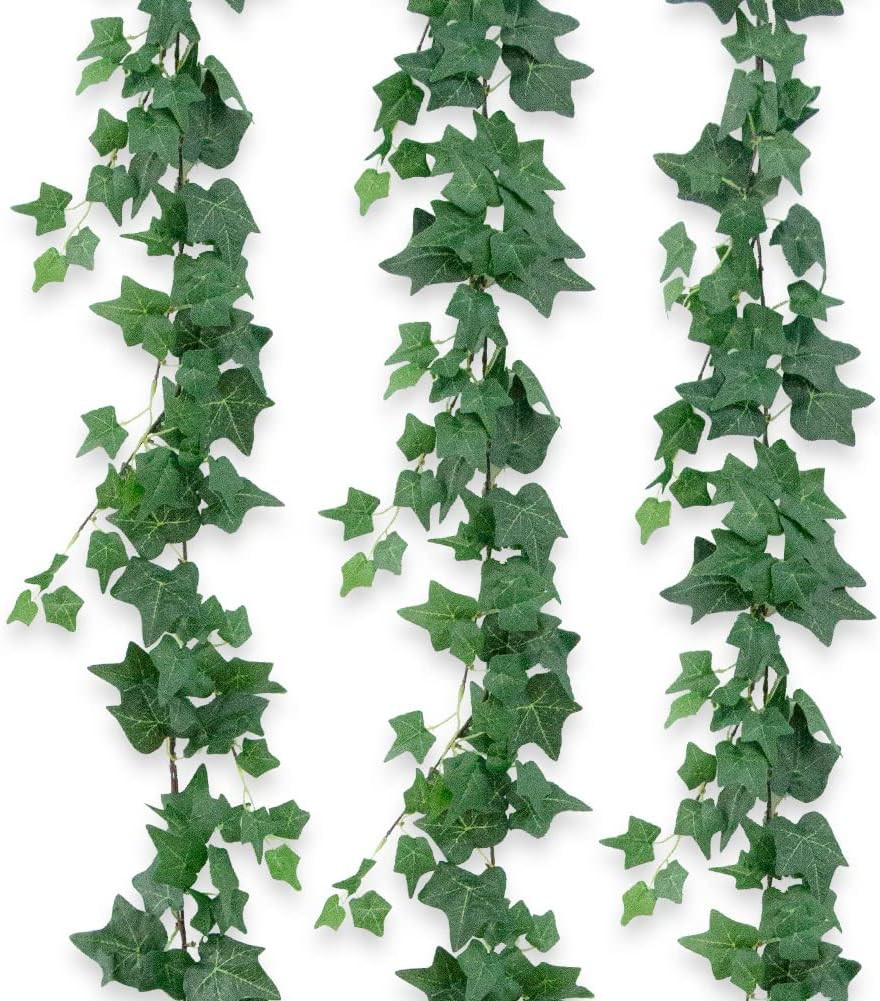 3Pcs Artificial Greenery Ivy Vines Kit, 6FT Odorless Silk Ivy Garland, Green Lea