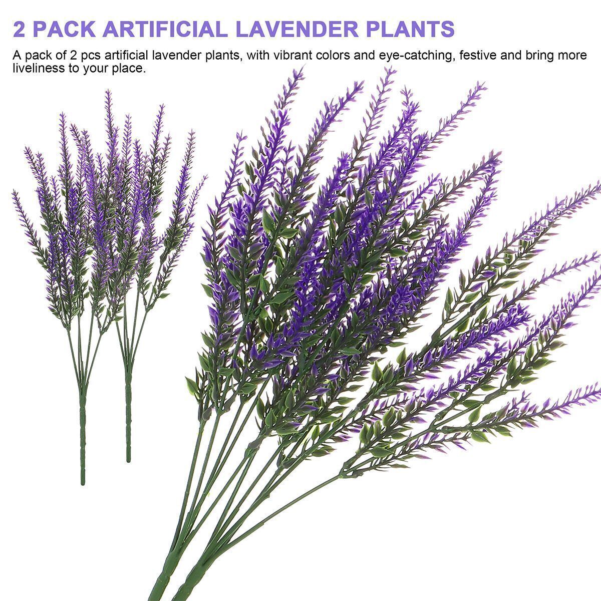 2 6 12 Artificial Flowers Fake Plants Decor Lavender Hanging Outdoor Home Garden