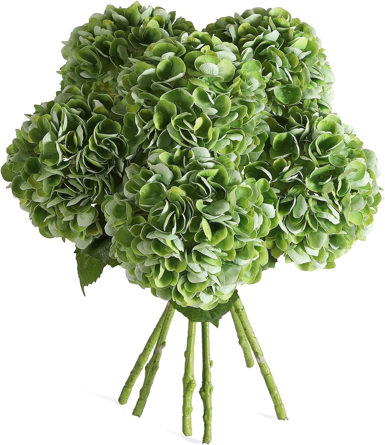 Kisflower 6PCS 22 inch Hydrangea Artificial Flowers Real Touch Green Faux