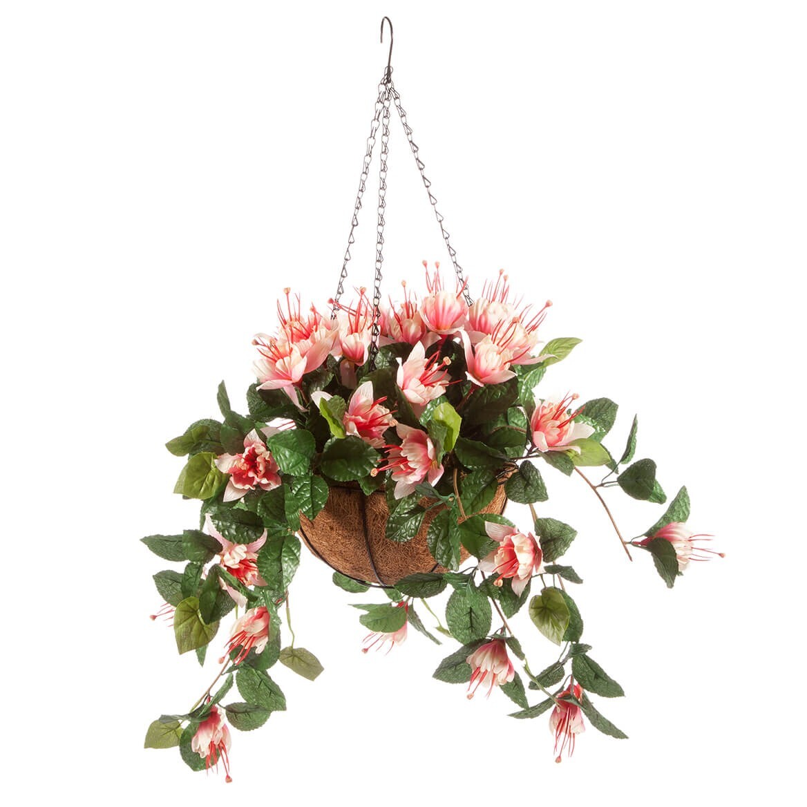 Large Artificial Carefree Pink Fuchsia Plant Indoor/Outdoor Hanging Basket
