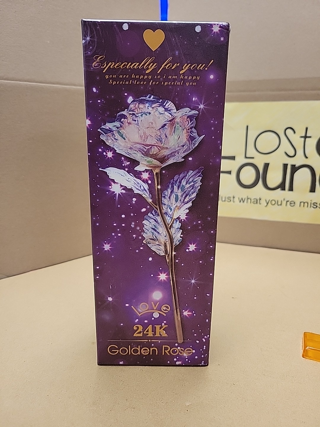 24k Gold Plated Foil Dipped Rose Flower & Love Stand Gift Her Wife Mom