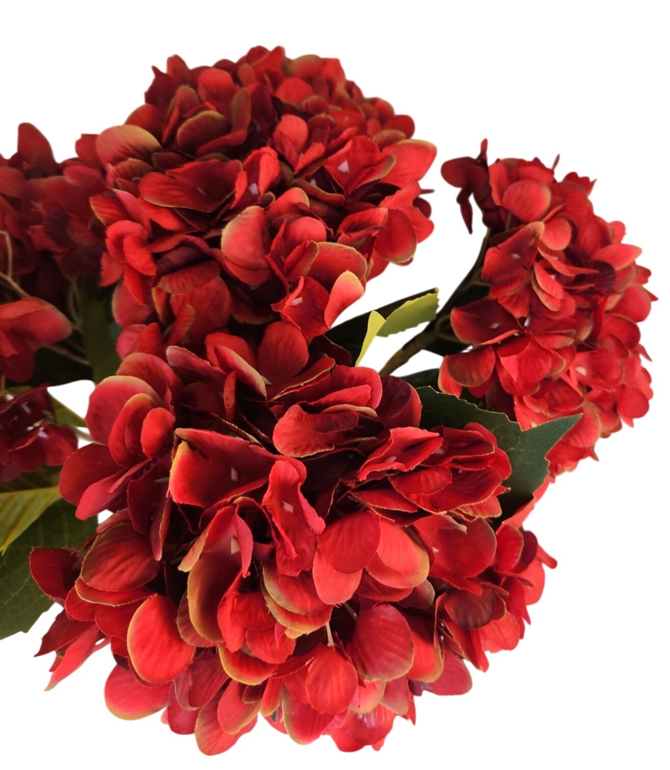 Red Artificial Hydrangea Stem Silk Flower Deep Red Faux Floral Wedding Decor