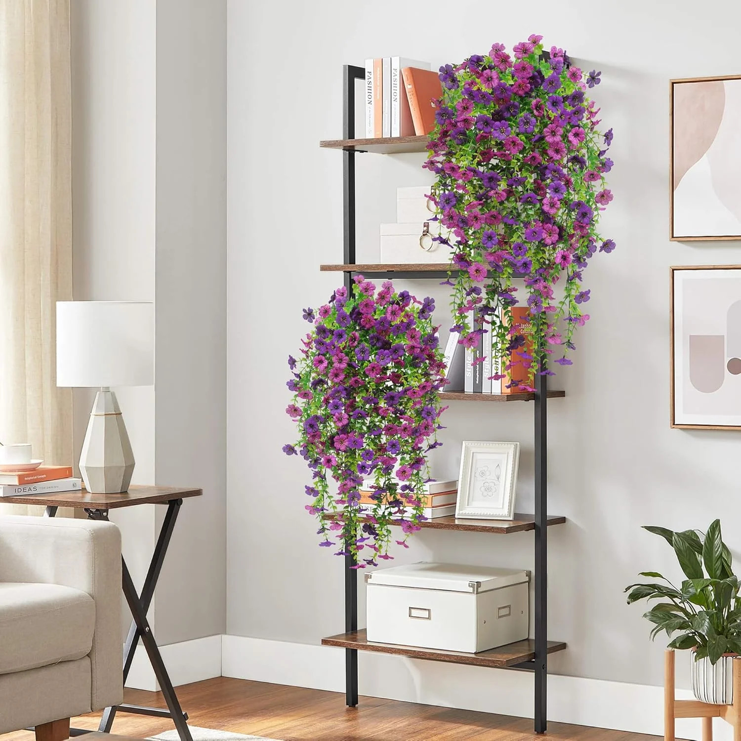 Artificial Hanging Fake Flowers Plants Spring Summer Decoration for Outdoor, 4PC