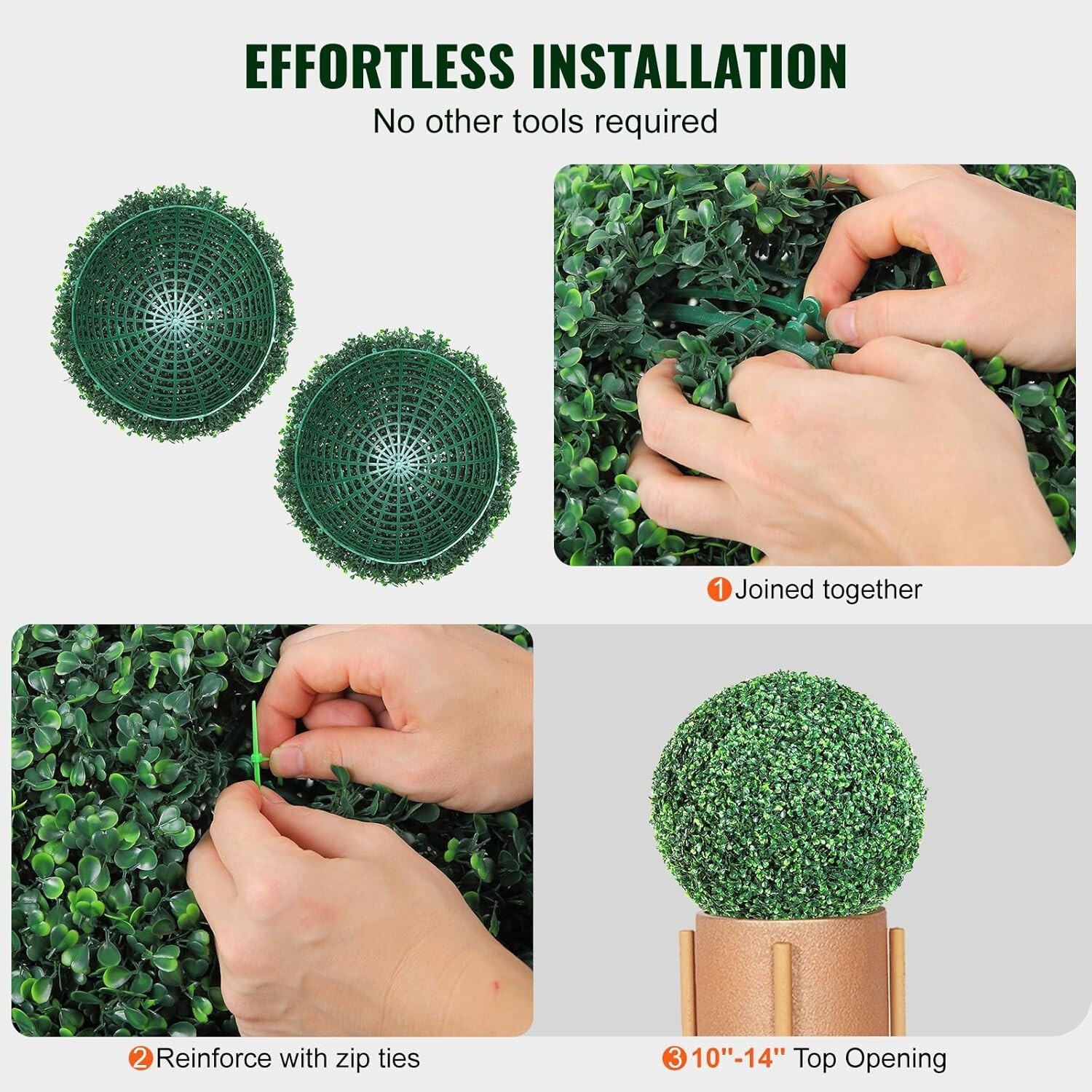 2 bolas topiarias artificiales de 40 cm, 4 capas de boj artificial