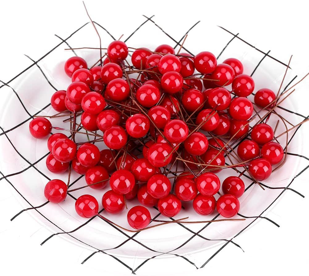 100 Artificial Cherries Lifelike Simulation Red Fake Berries Model for Crafts