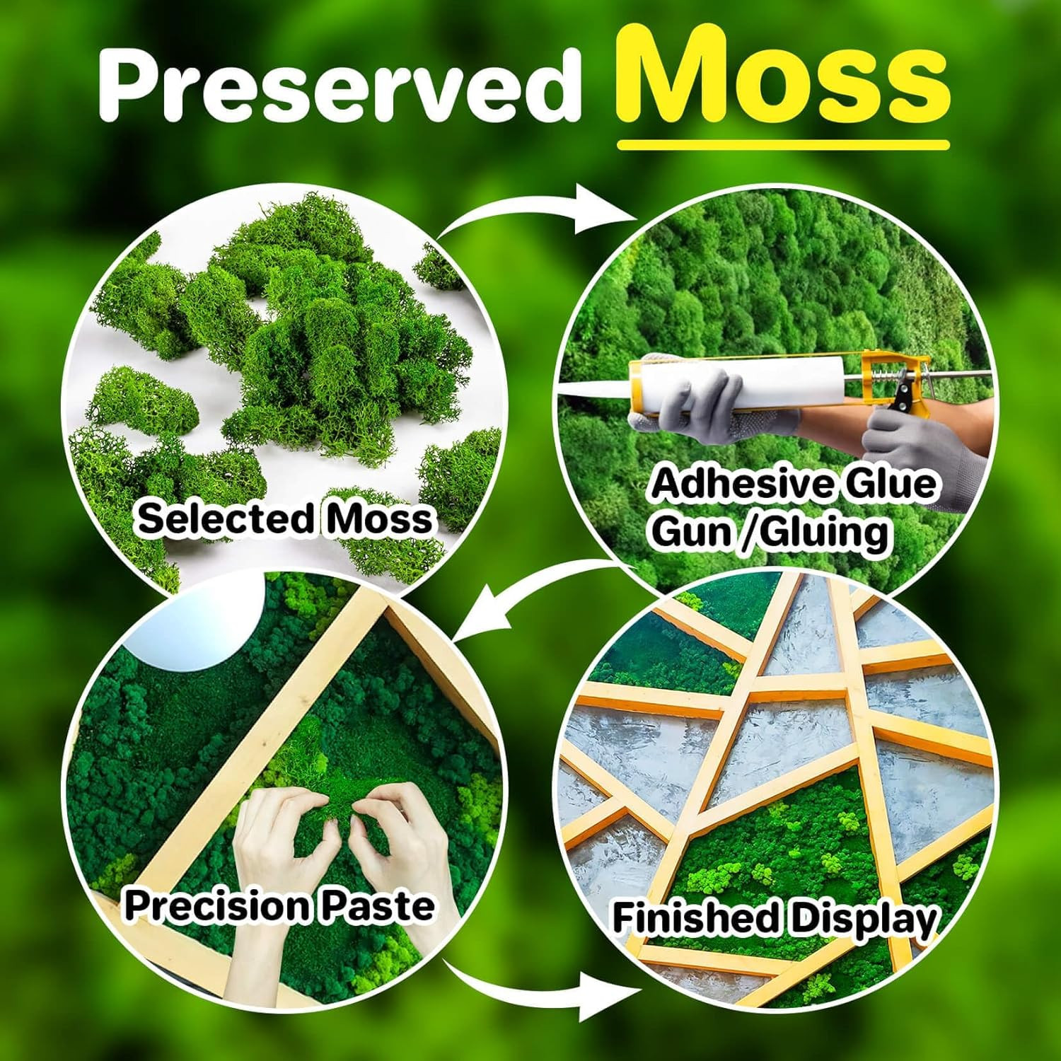 3.5 OZ Preserved Moss Natural Green Faux Moss for DIY Crafts Floral Decor