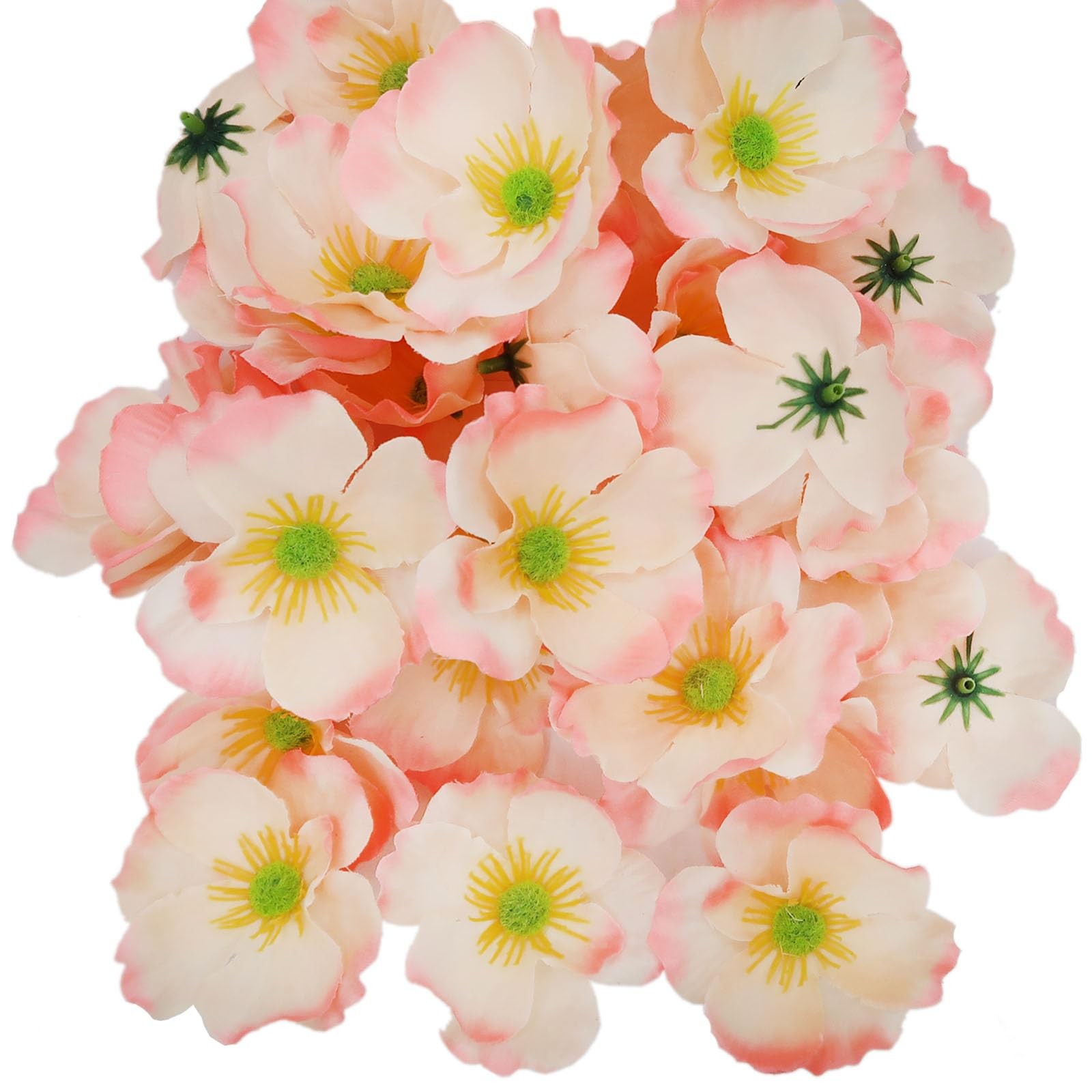 20pcs Artificial Poppy Flower Heads, Light Red