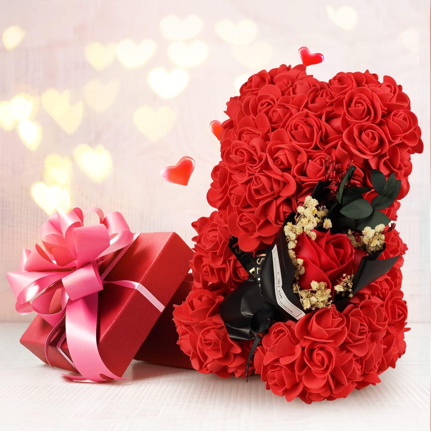 Valentines Day Gifts for Romantic Forever Preserved Roses Floral Teddy Bear