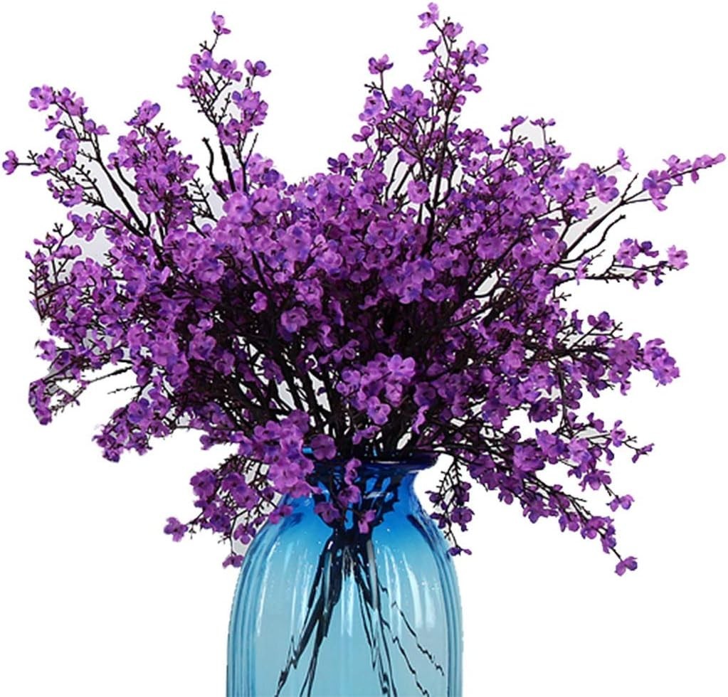 Realistic 6 Bundle Purple Baby’s Breath Fake Silk Plants for Indoor/Outdoor Use