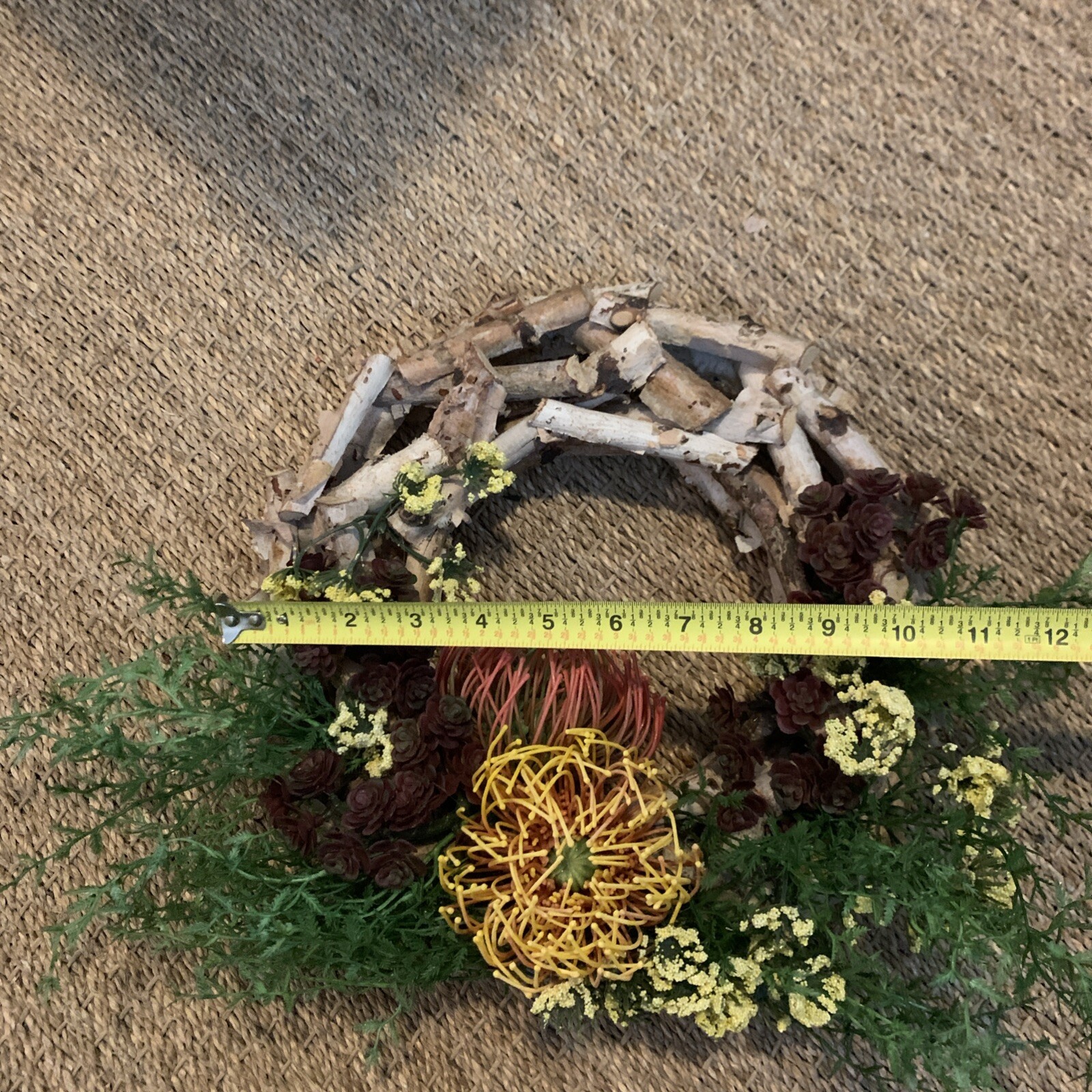 Handcrafted Cut And Created Branch Circle Wood Faux Floral Wall Decor