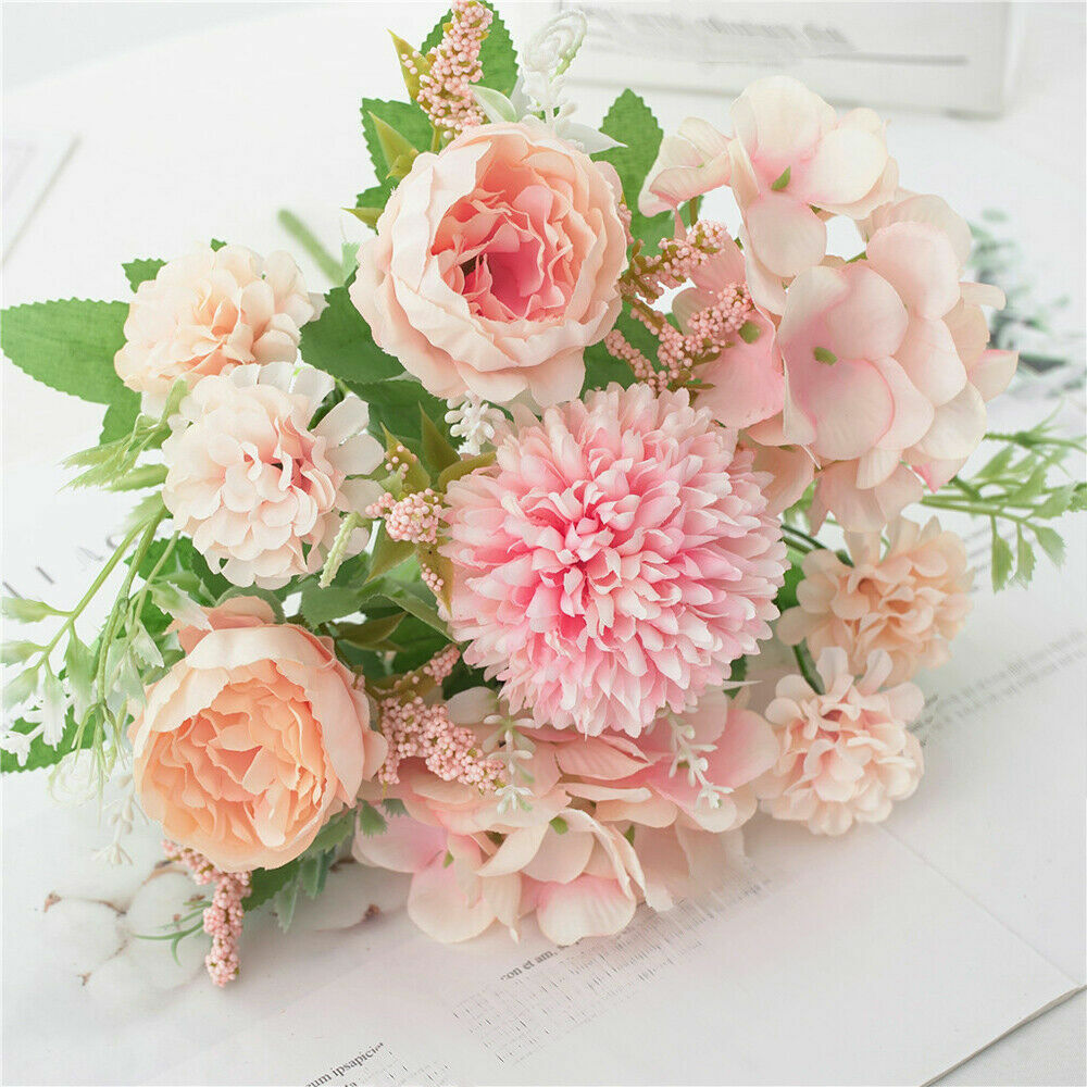Silk Peony Artificial Fake Flowers Bunch Bouquet Home Wedding Party Decor Hot US