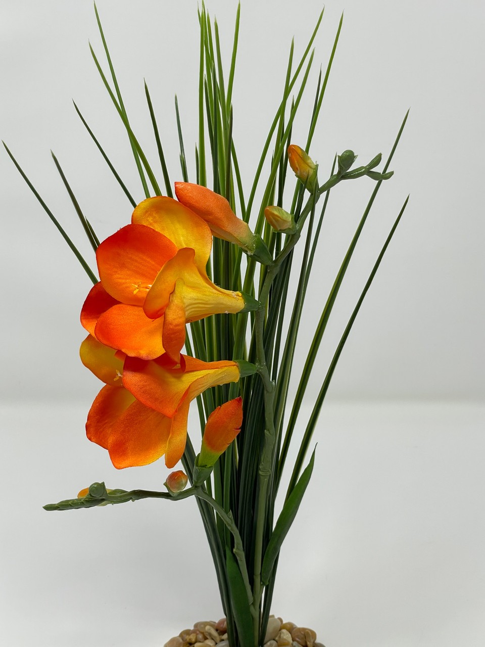 Dry Habitat Only 13″ ORANGE FREESIA flower & Spike Weed combo Silk & plastic pla
