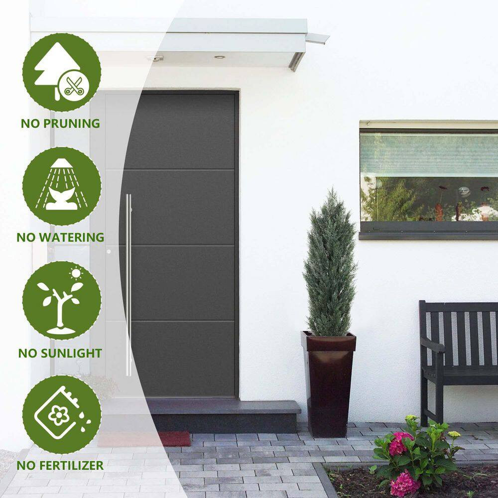 2-Piece 59 In. Artificial Cedar Tree Monochrome Pines in Pot for Garden