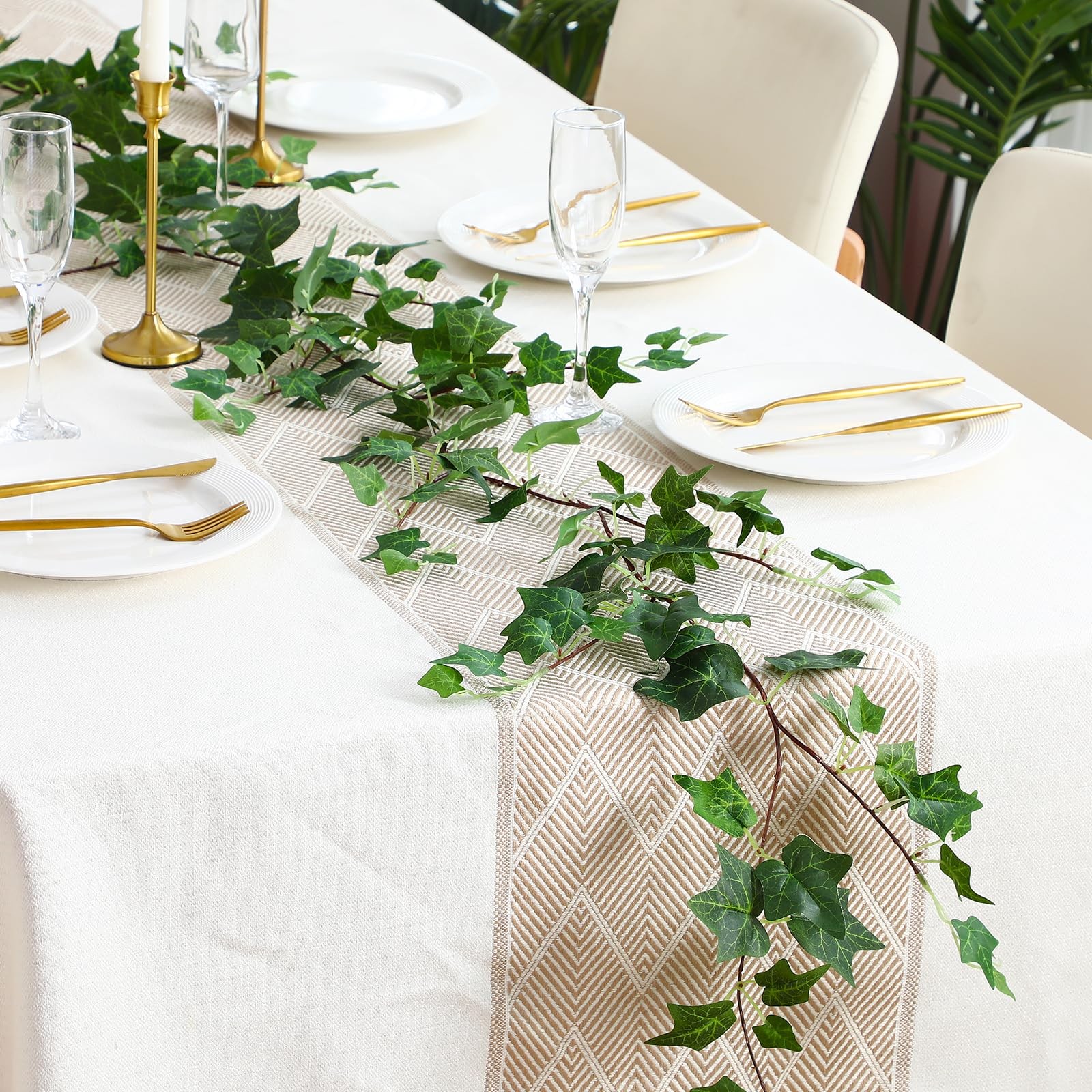 6 Strands Artificial Ivy Vines Garland 426″ Wedding Silk Ivy Garland with Gre…