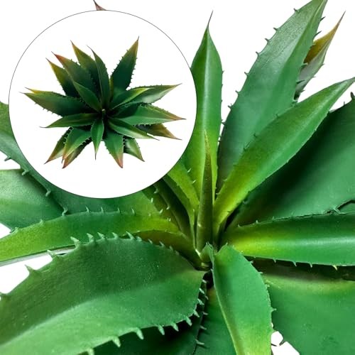 12.5 Inch Artificial Aloe Plant – Large Faux Succulents (Unpotted), Green