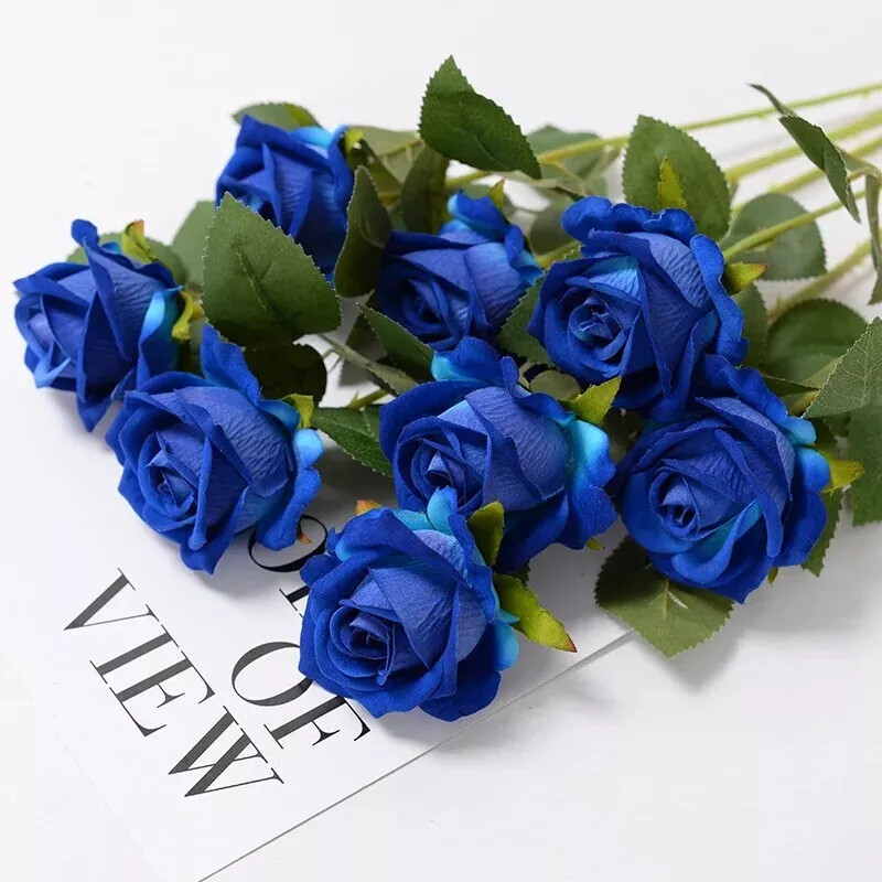 NEW 20Pcs Red Silk Roses Artificial Flowers Realistic Bouquet Home Decor Wedding