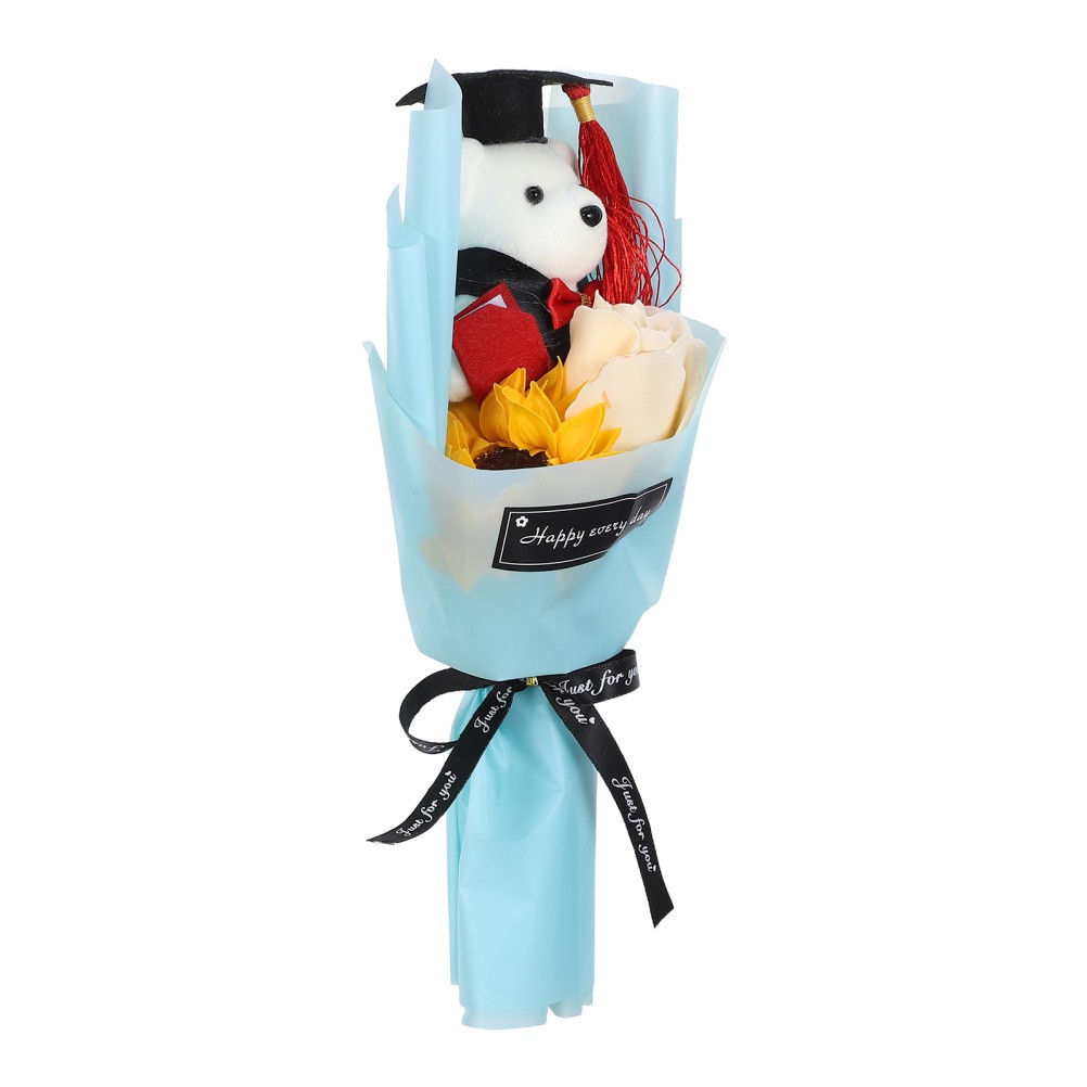 Graduation Flower Bouquet Artificial Stuffed Animals Decorated Bear for