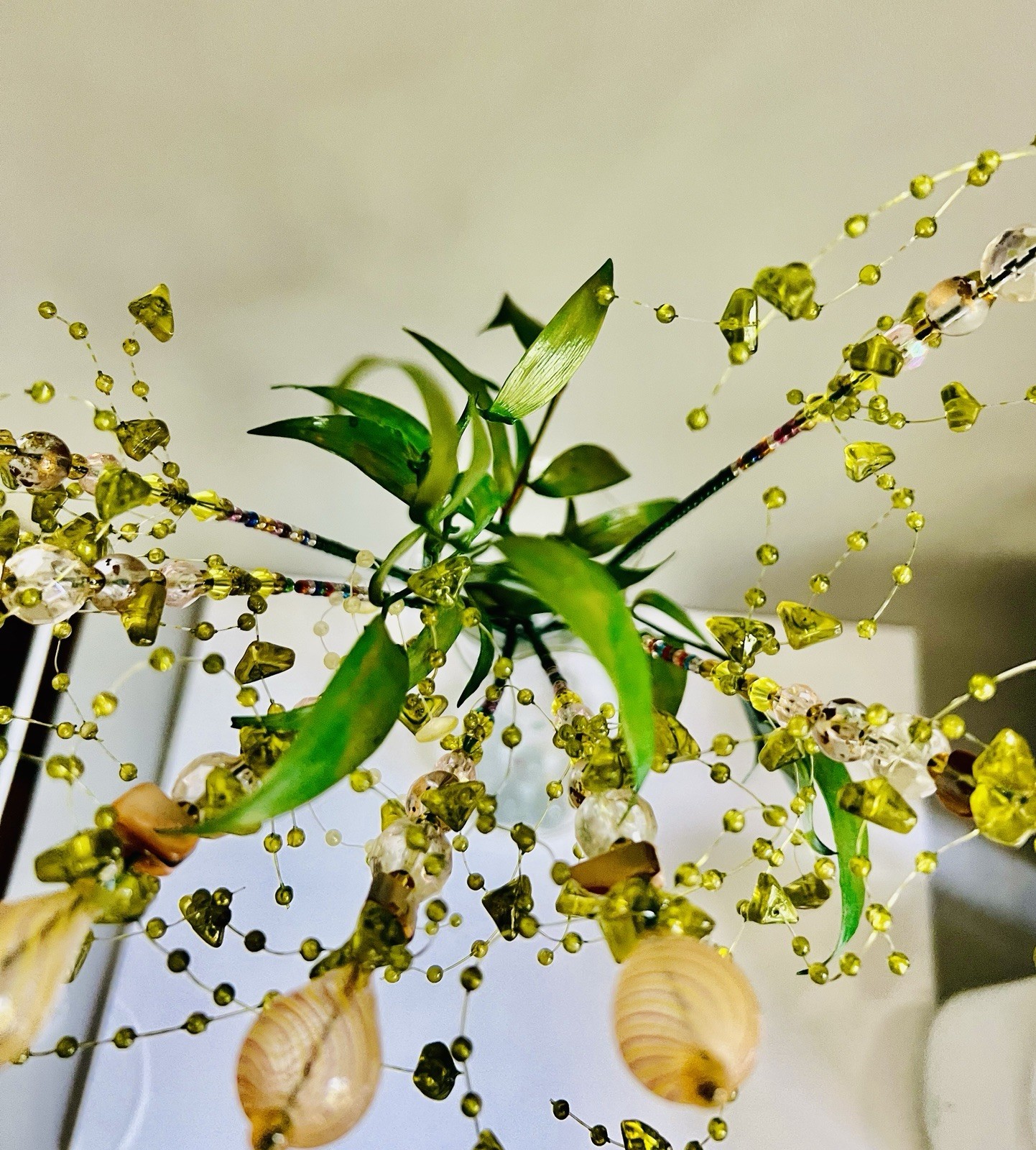 Original Handmade 7 pcs Glass Beads Branches In The Vase. Home/Office Decor