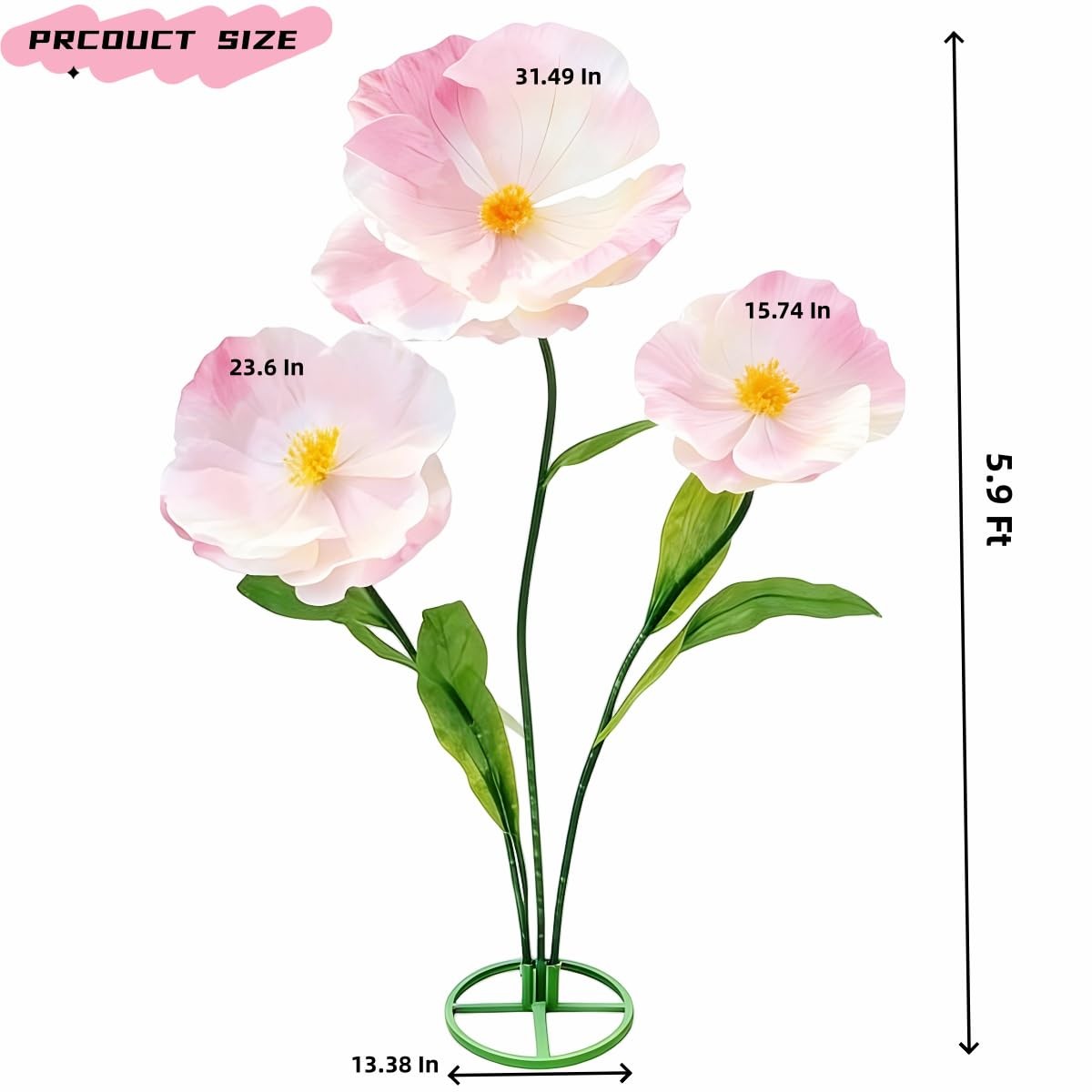 Giant Flowers for Decoration, 5.9 Ft Large Artificial Flower Decor Waterproof…
