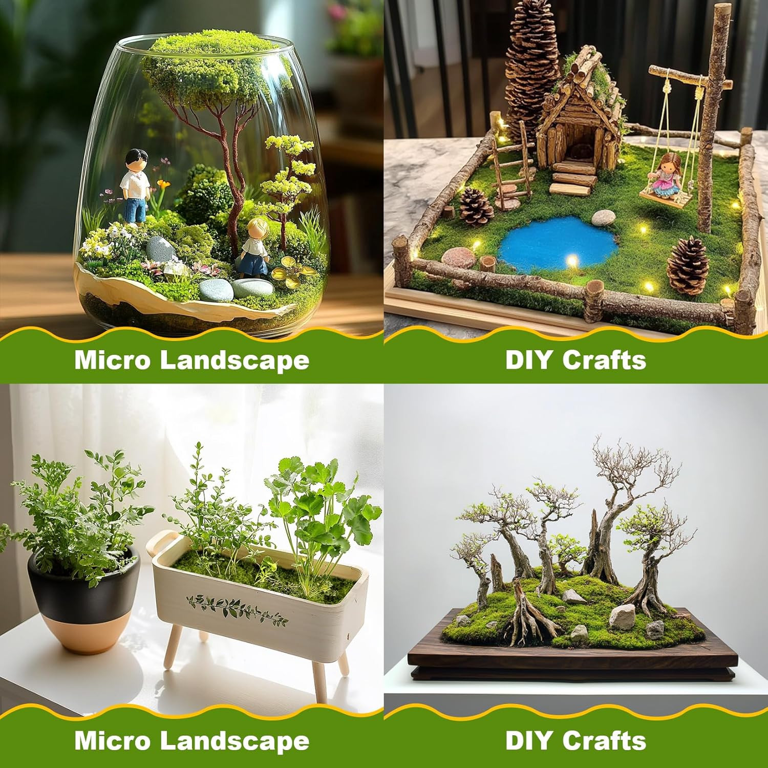 Fake Green Moss – Artificial Moss for Plants Indoor Faux Grass for Planters Fak