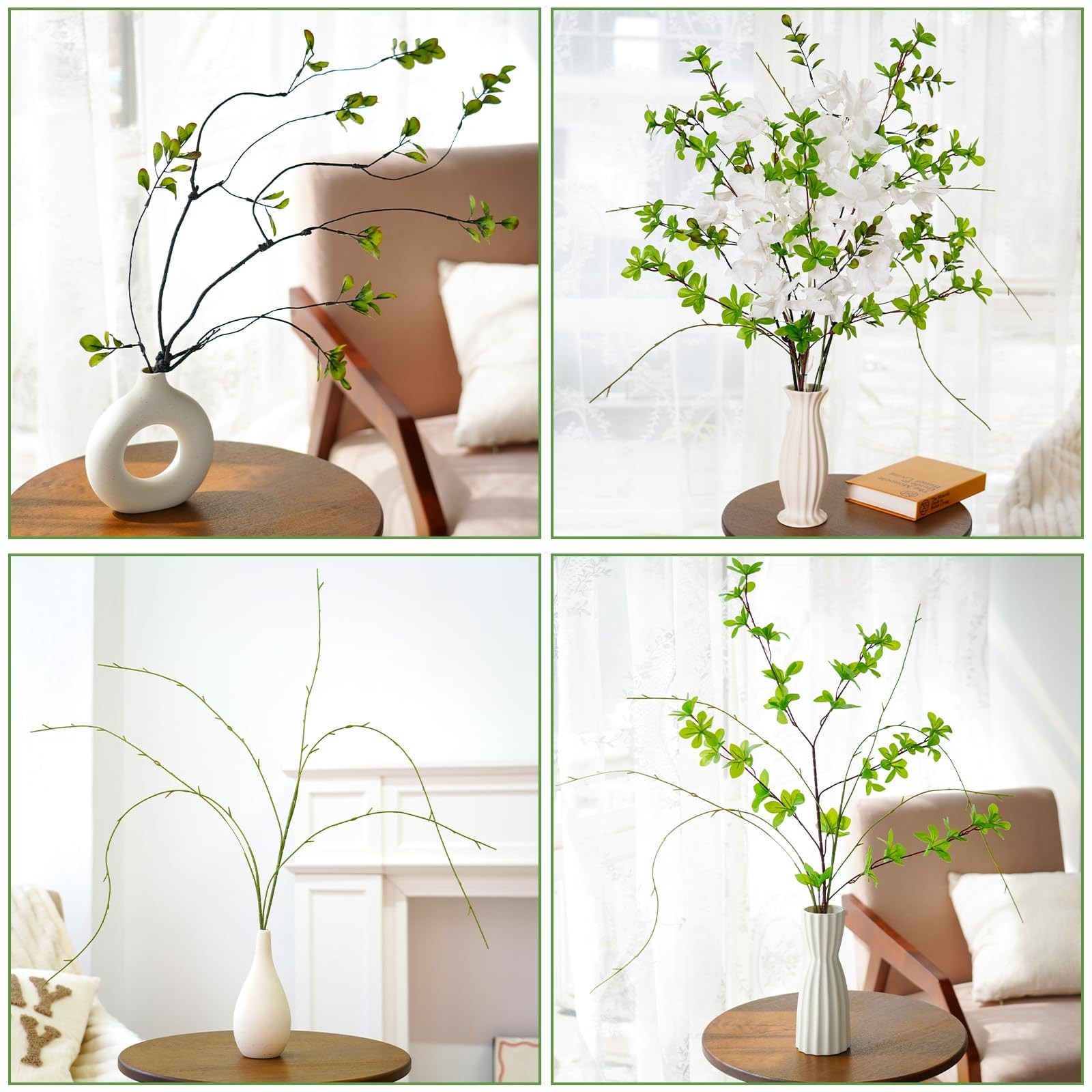 7 Pack 35.4″ Faux Stems Artificial Branches for Vase, Mixed Artificial Greene…