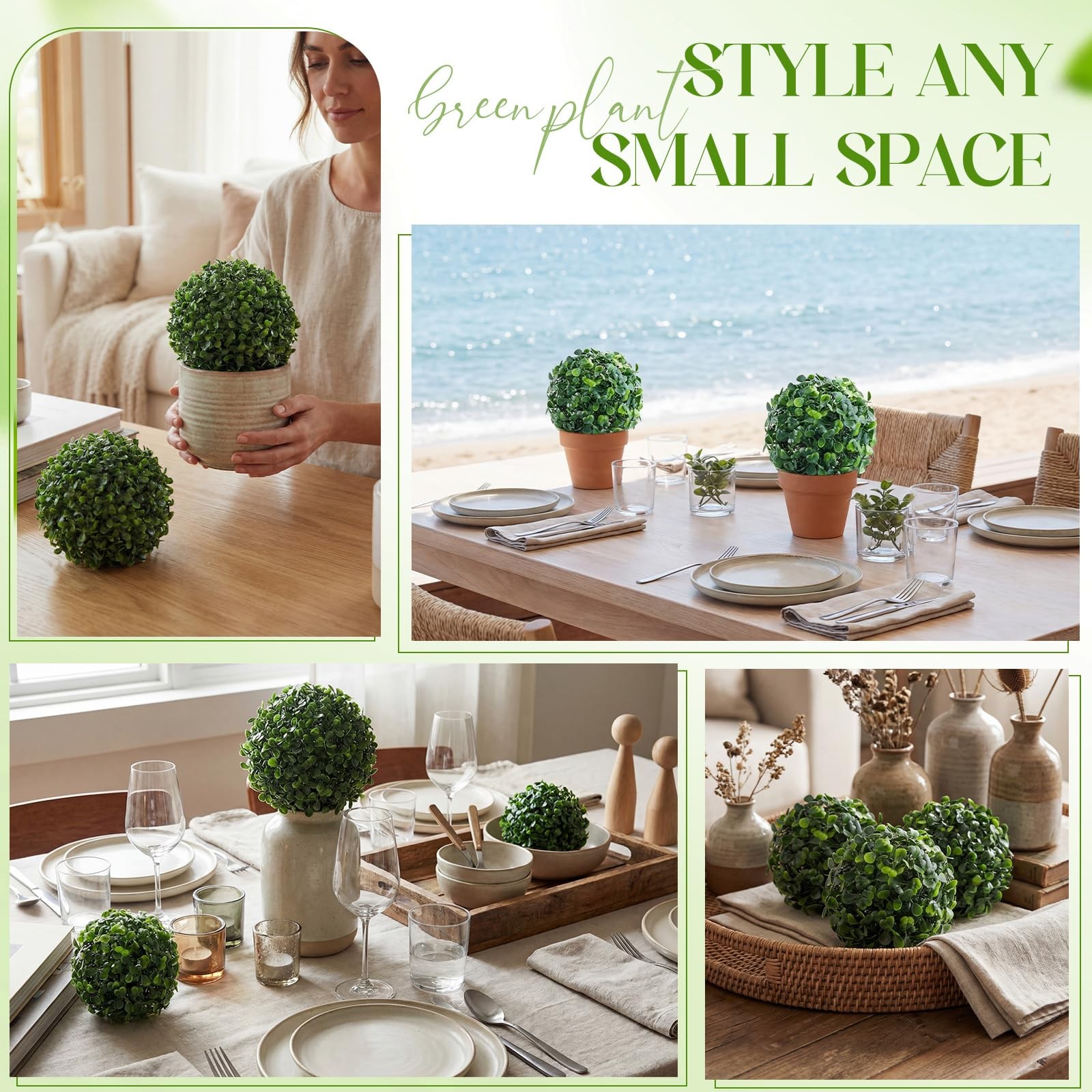 5 Inch Artificial Boxwood Topiary Balls Fake Round Greenery Hanging 12 PCS