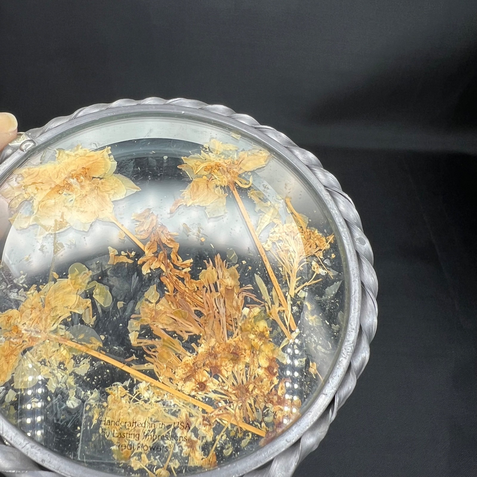 Vintage Lasting Impressions Real Dried Pressed Flowers In Glass Metal Frames (2)