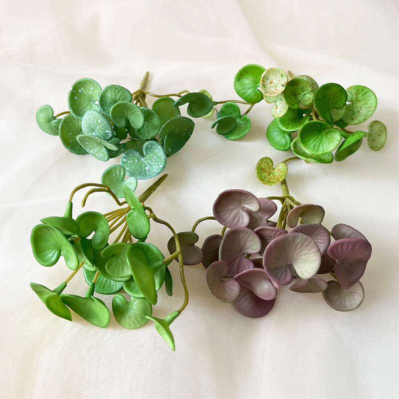 1PC Artificial Plant Mini Bouquet Copper Coin Grass Soft Glue False Green Plants