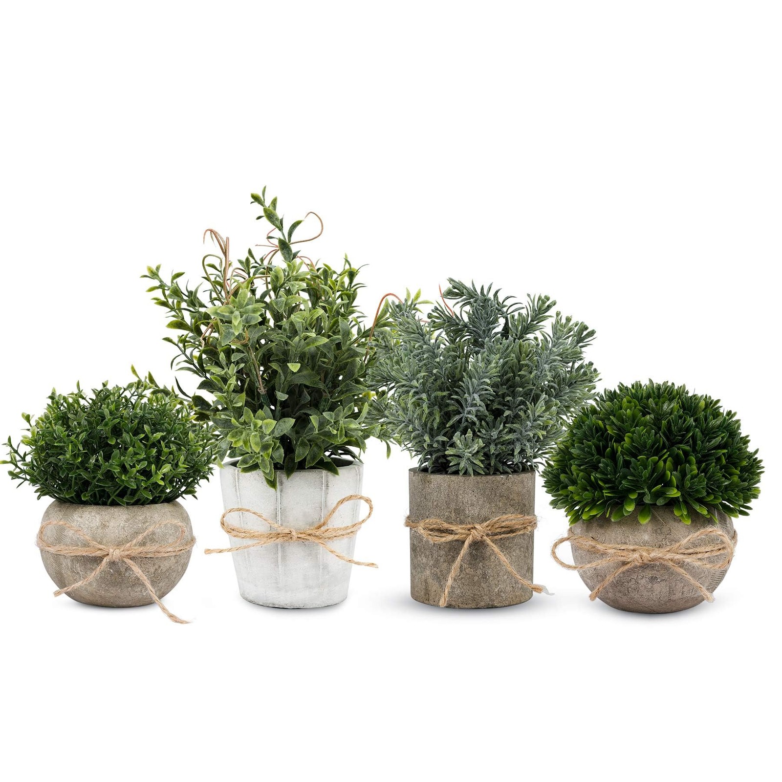 4 Pack Small Fake Plants in White Pulp Pot for Home Decor
