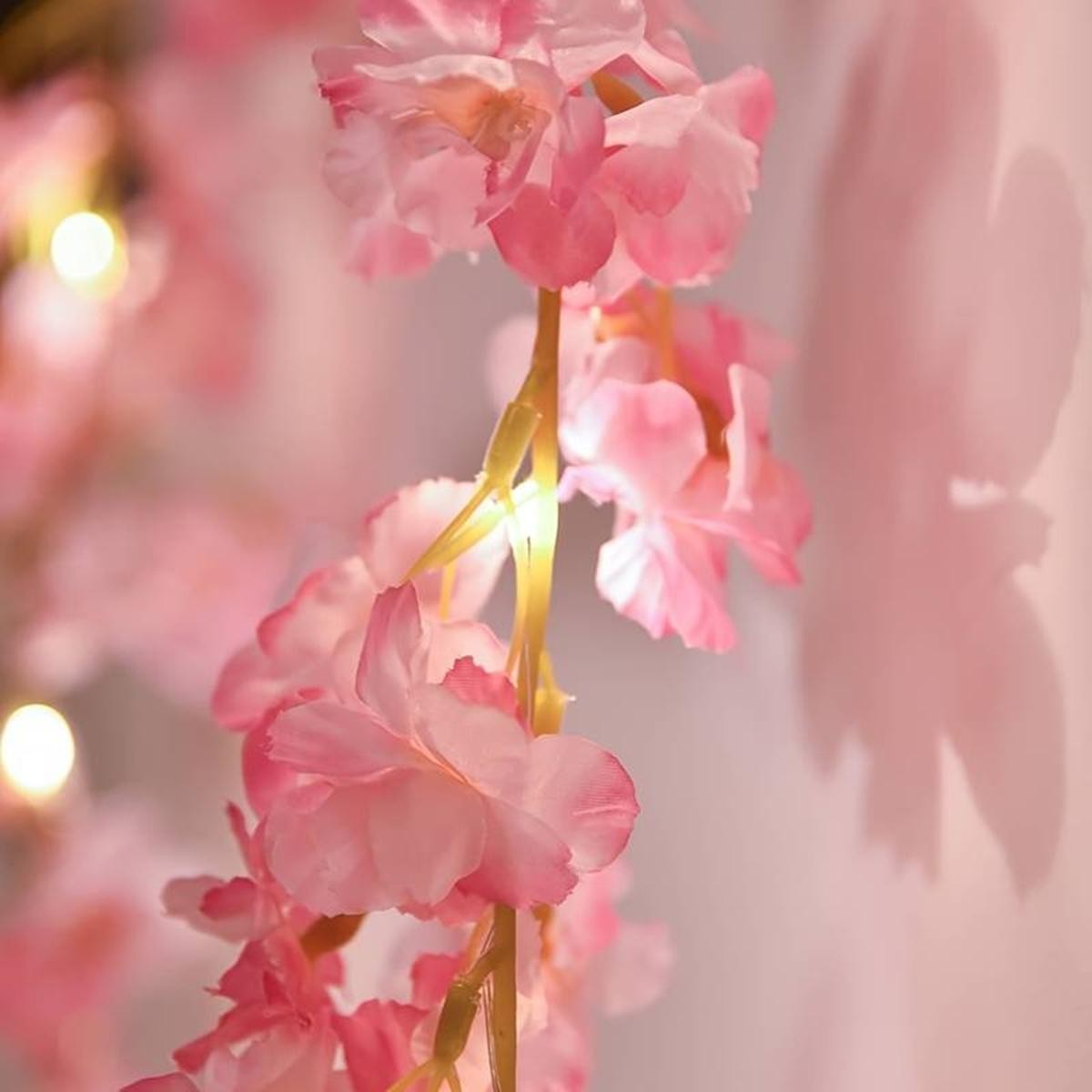 1/2/5M Cherry Blossom LED String Lights Flower Vine Fairy Garland Wedding Decor