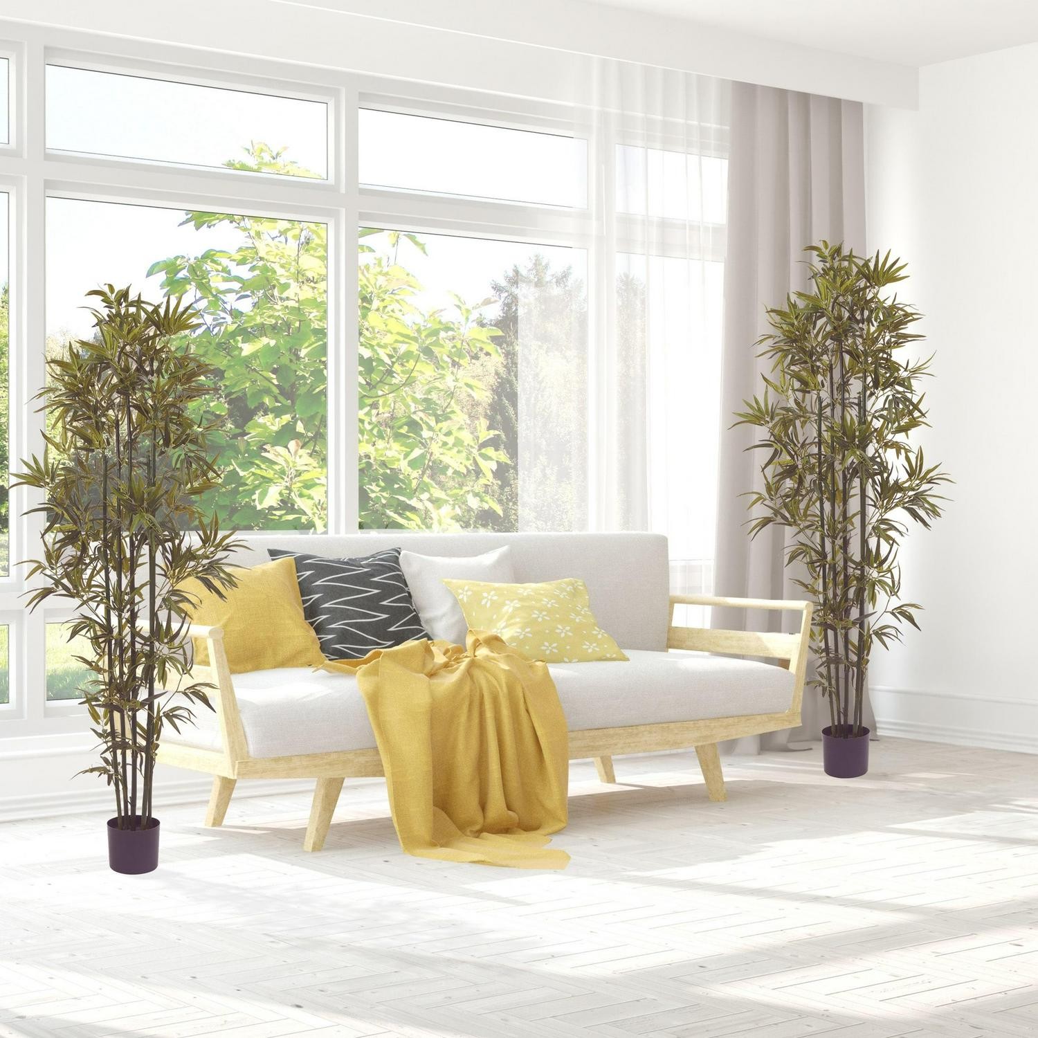 Pure Garden Artificial Potted Bamboo Silk Tree