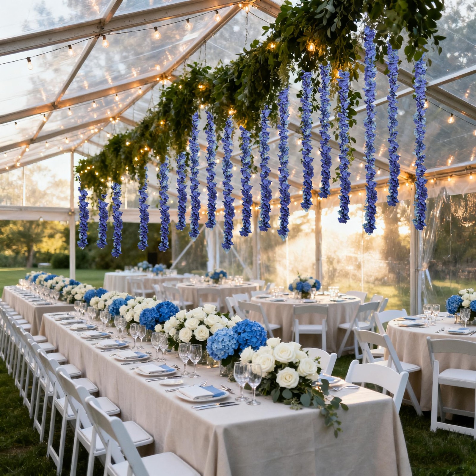 Royal Blue Wisteria Hanging Flowers Garland 6.4FT Wisteria Garland Hanging Fl…