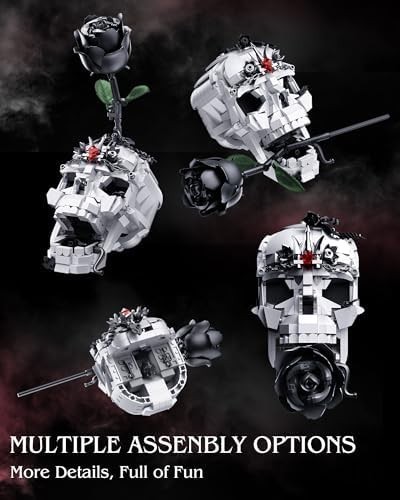 Skull Rose Bouquet Building Set Compatible with Lego Flowers for Adult