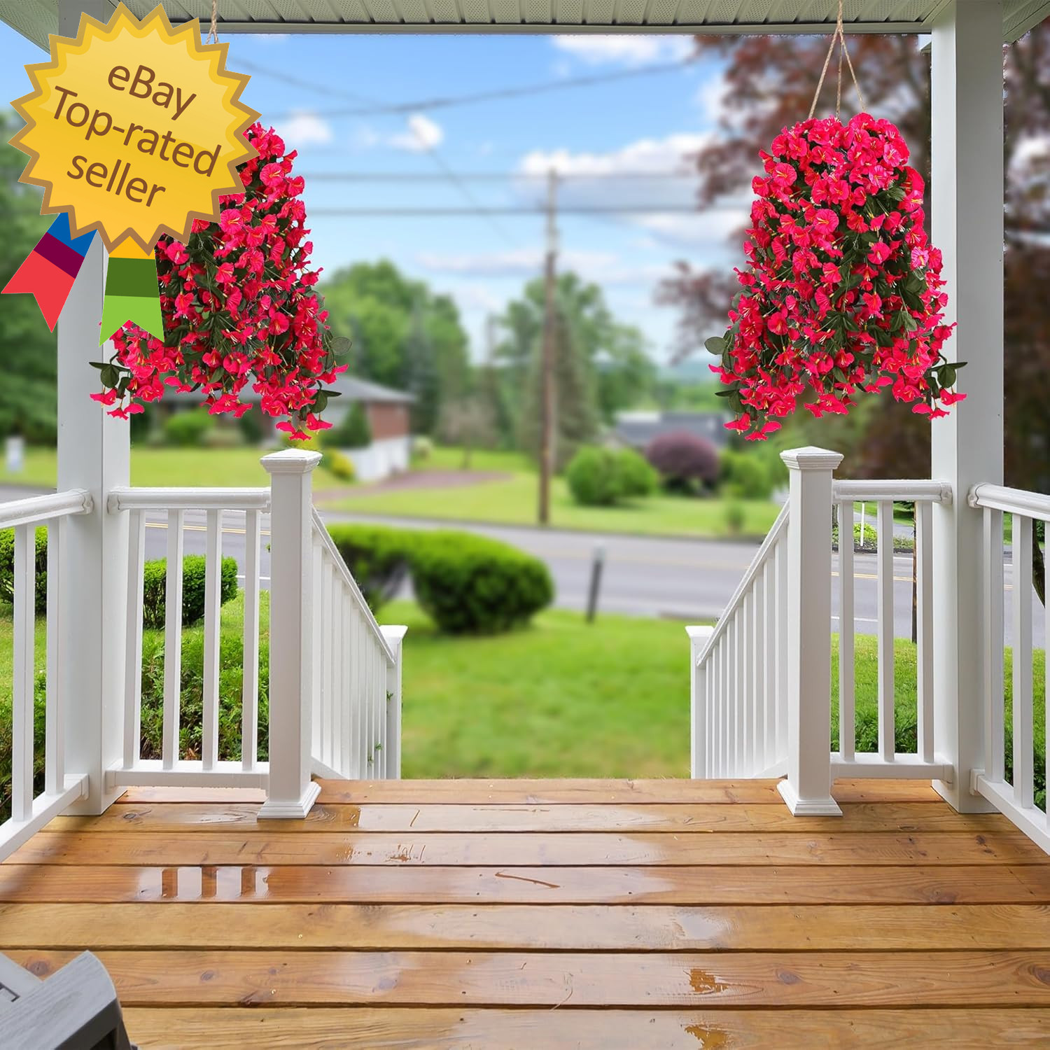 Artificial Fake Hanging Flowers Plants for Outdoor outside Spring Summer Decorat