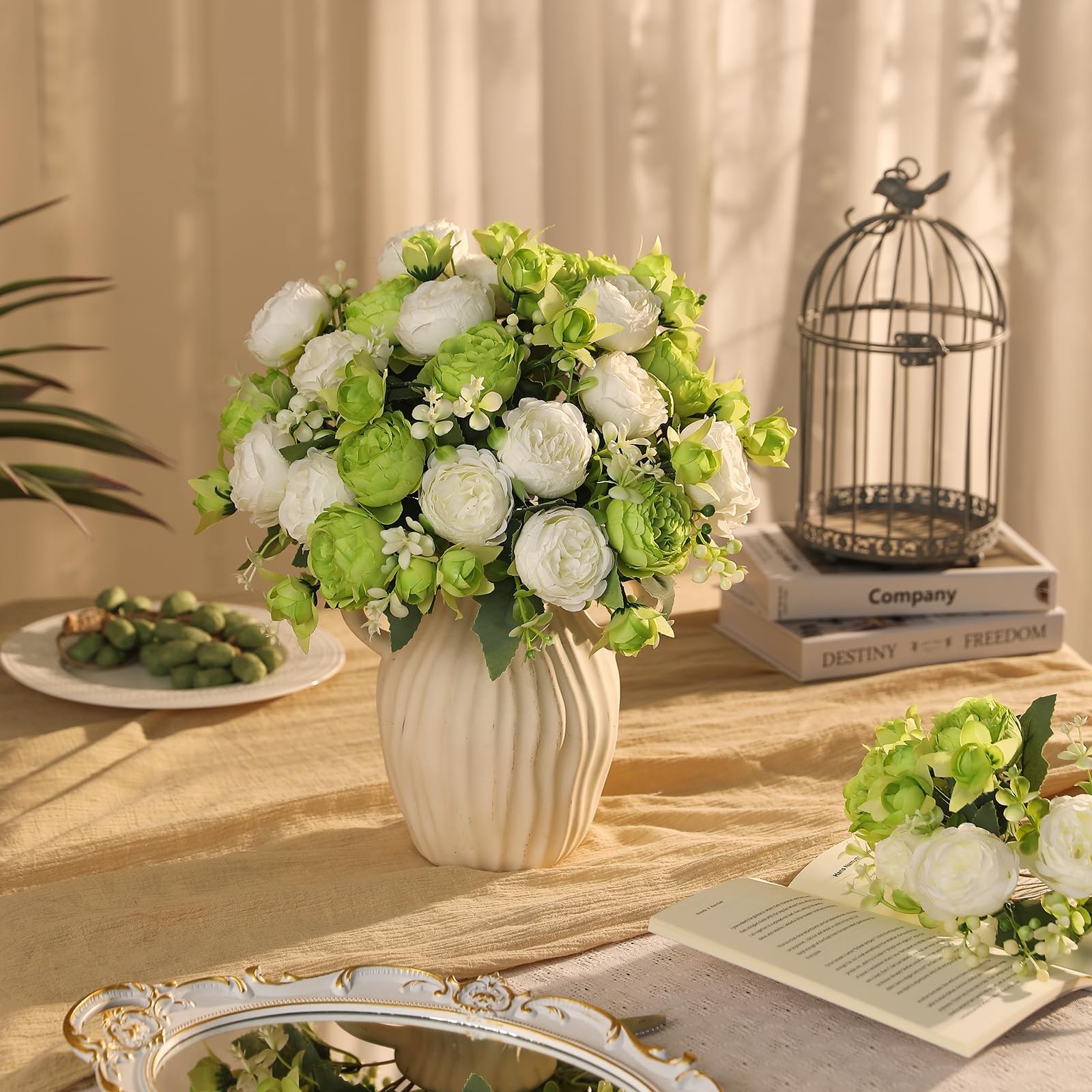 Peony Artificial Flowers 2 Bunches Silk Bouquets for Weddings & Home Decor