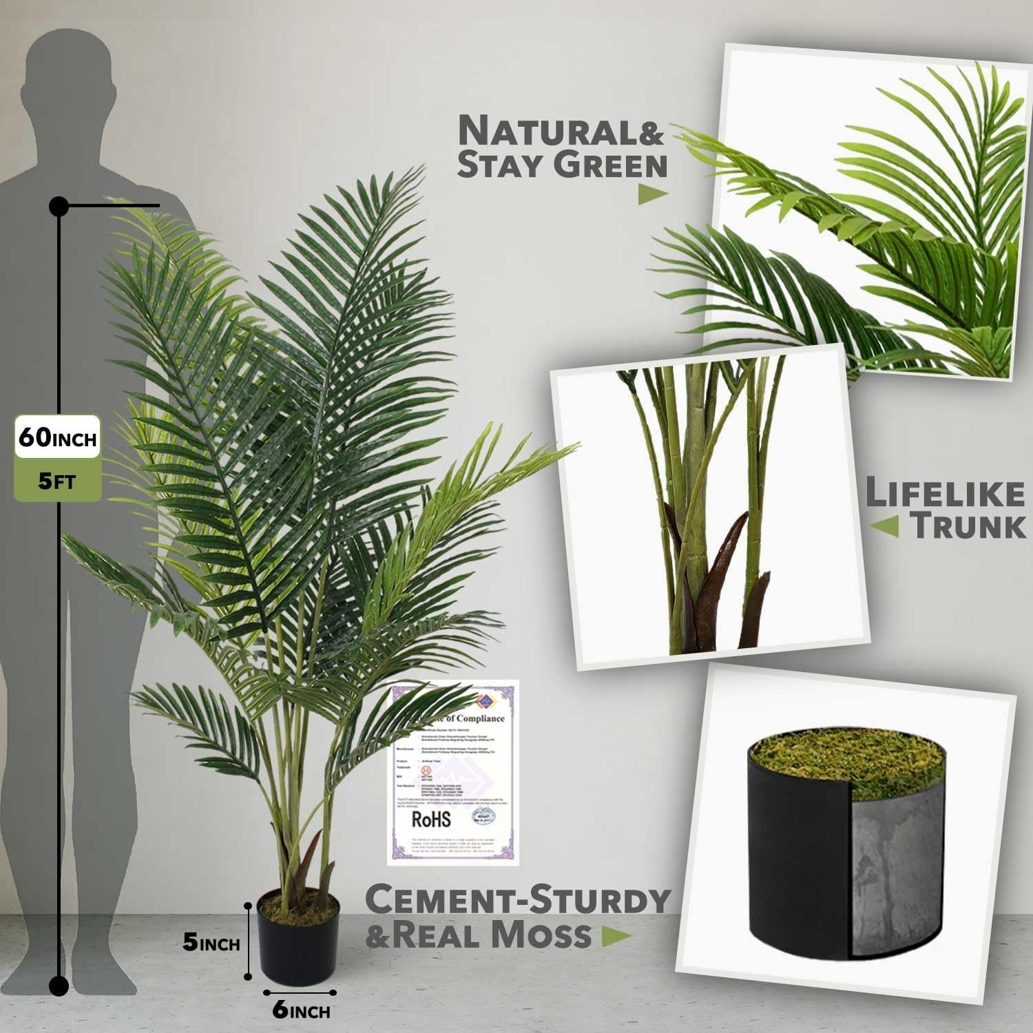 Silk Tropical Kentia Areca Trees – 2 Pack