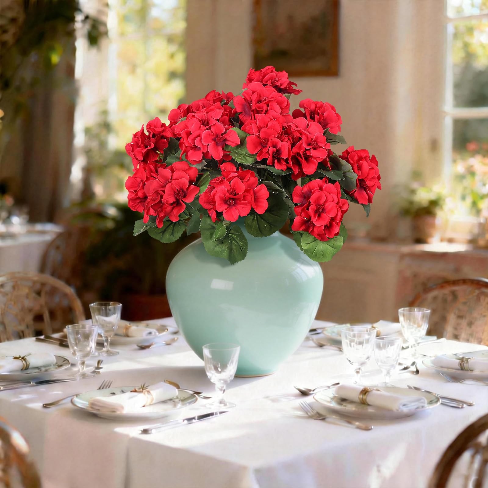 6 Pcs Artificial Geraniums Flowers for Outdoors Realistic Faux Silk Geraniums…