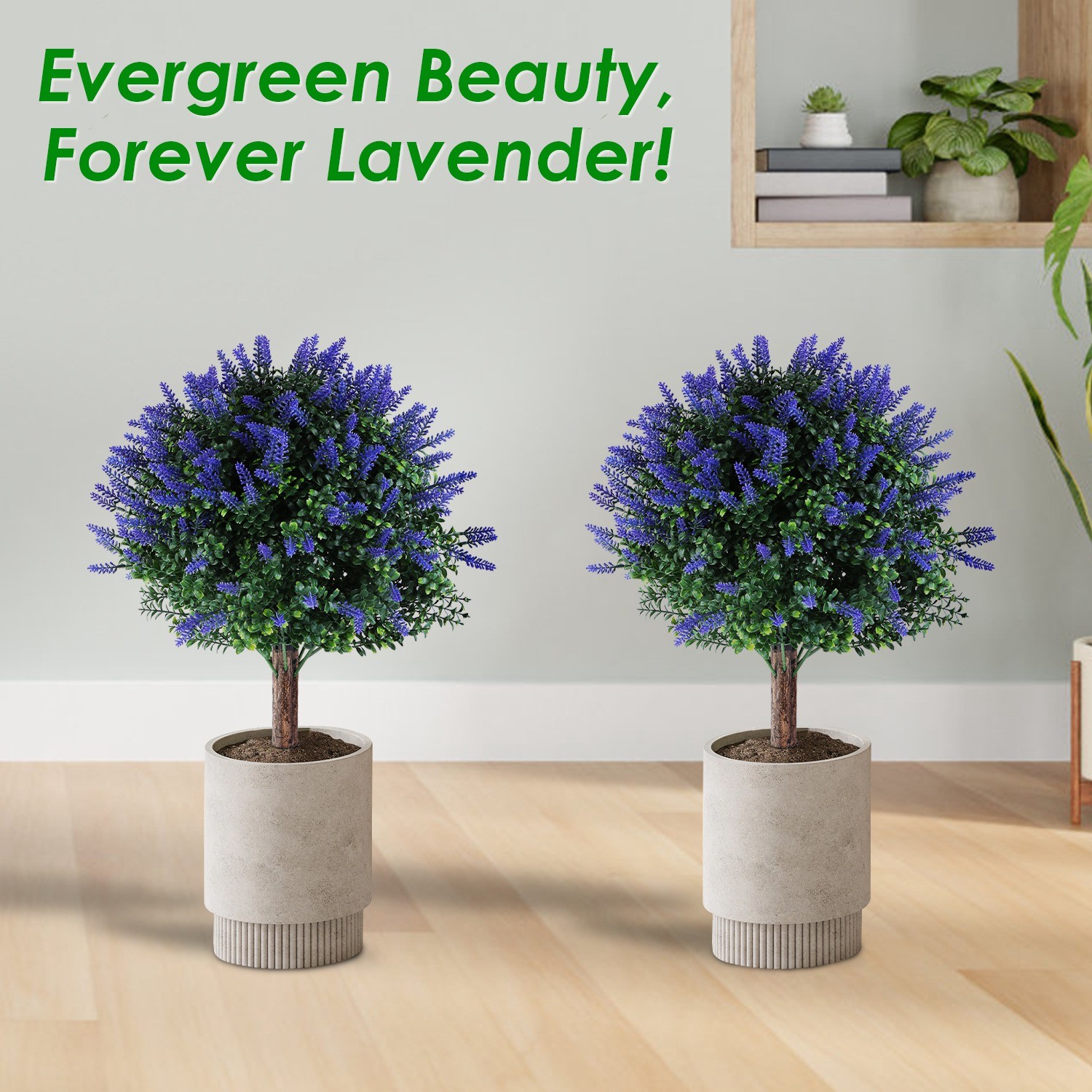 2 Pack Artificial Lavender Topiary Ball Trees / Peanut Tree Artificial Shrubs