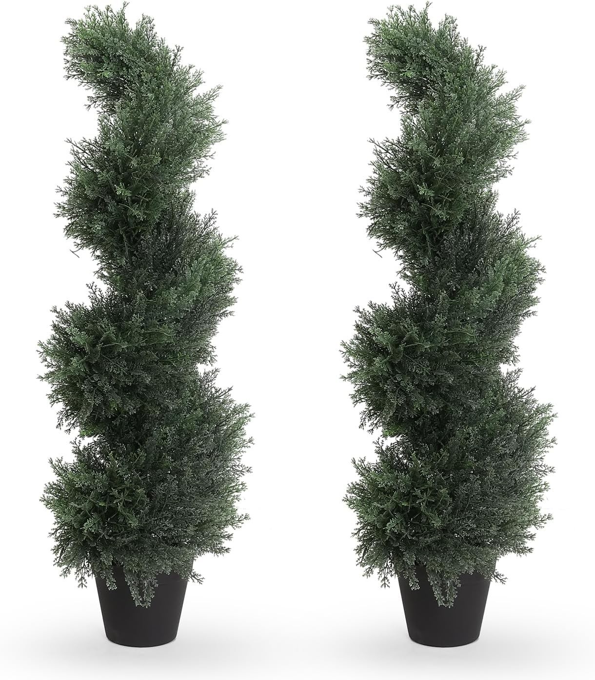 3ft Spiral Artificial Topiary Trees Set of 2 36 inch Faux Cedar Trees Outdoor