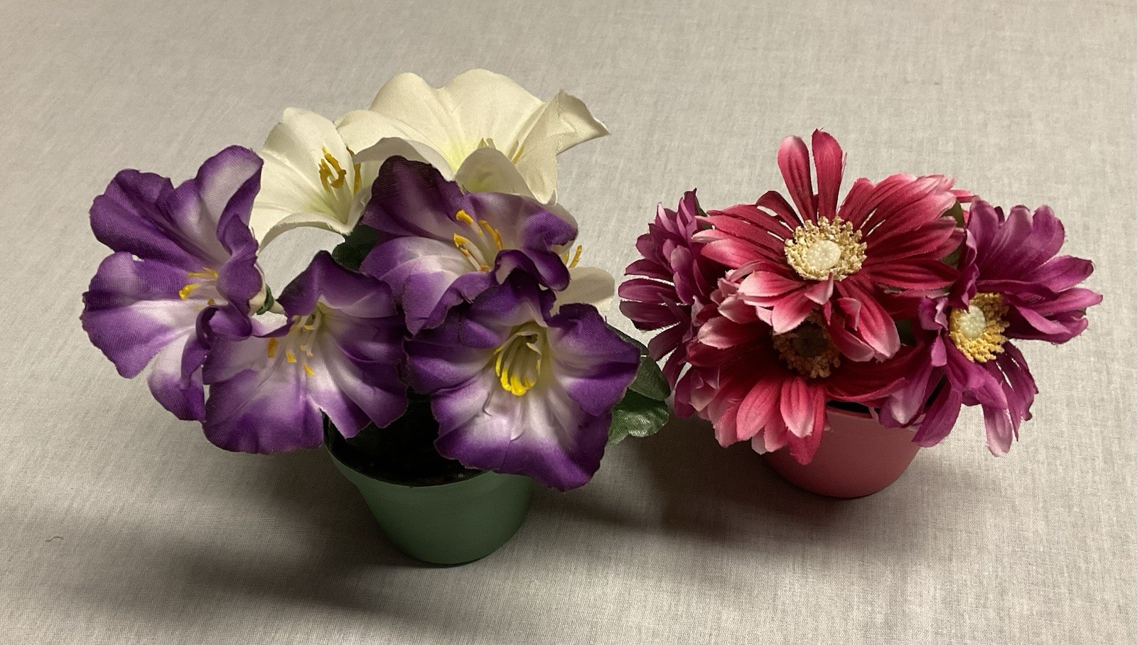 Artificial Flowers And Ceramic Holder/Pot